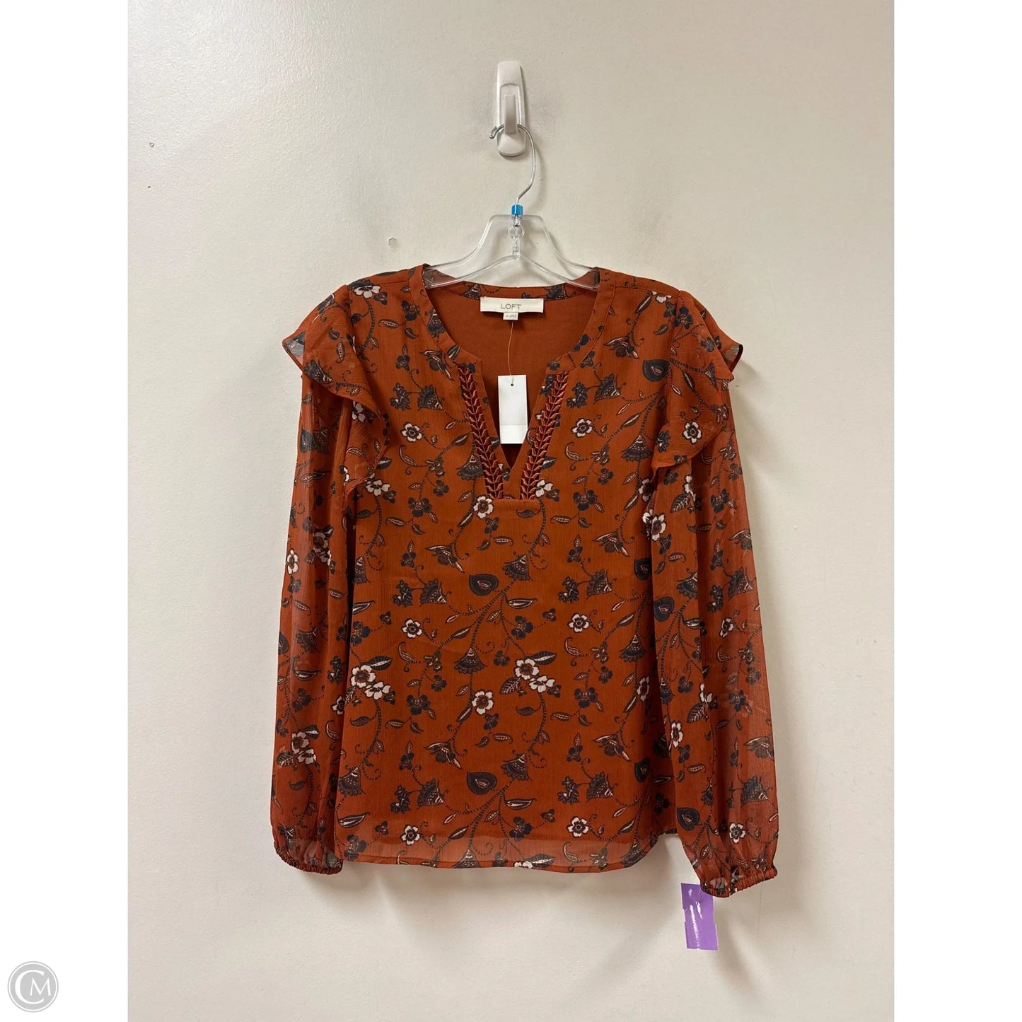 Top Long Sleeve By Loft In Orange, Size: Xs