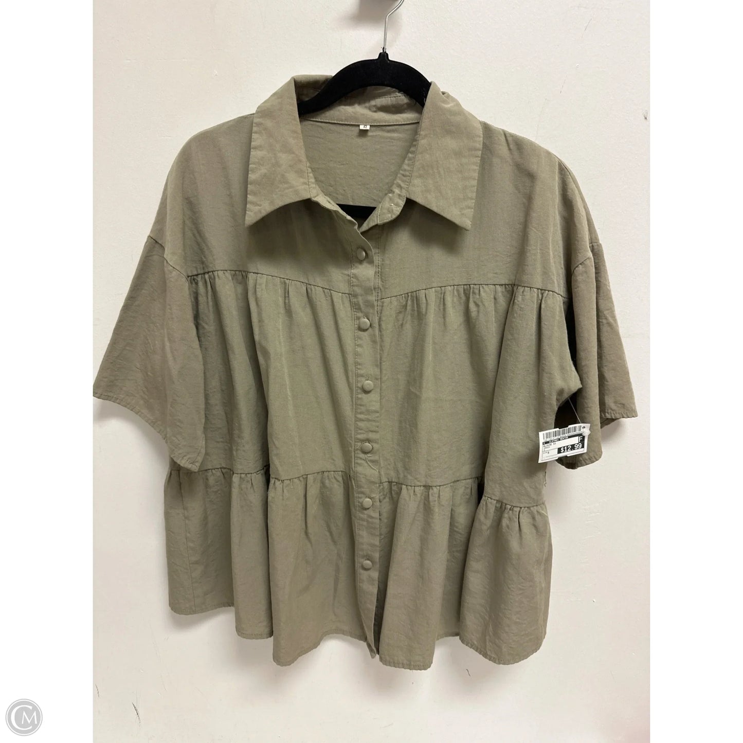 Blouse Short Sleeve By Clothes Mentor In Green, Size: S