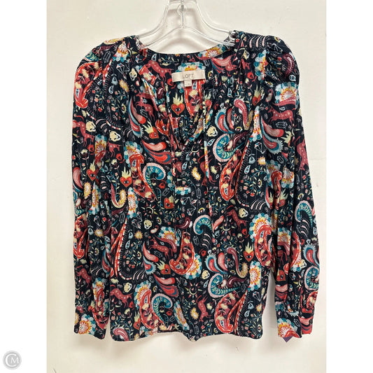 Top Long Sleeve By Loft In Multi-colored, Size: M