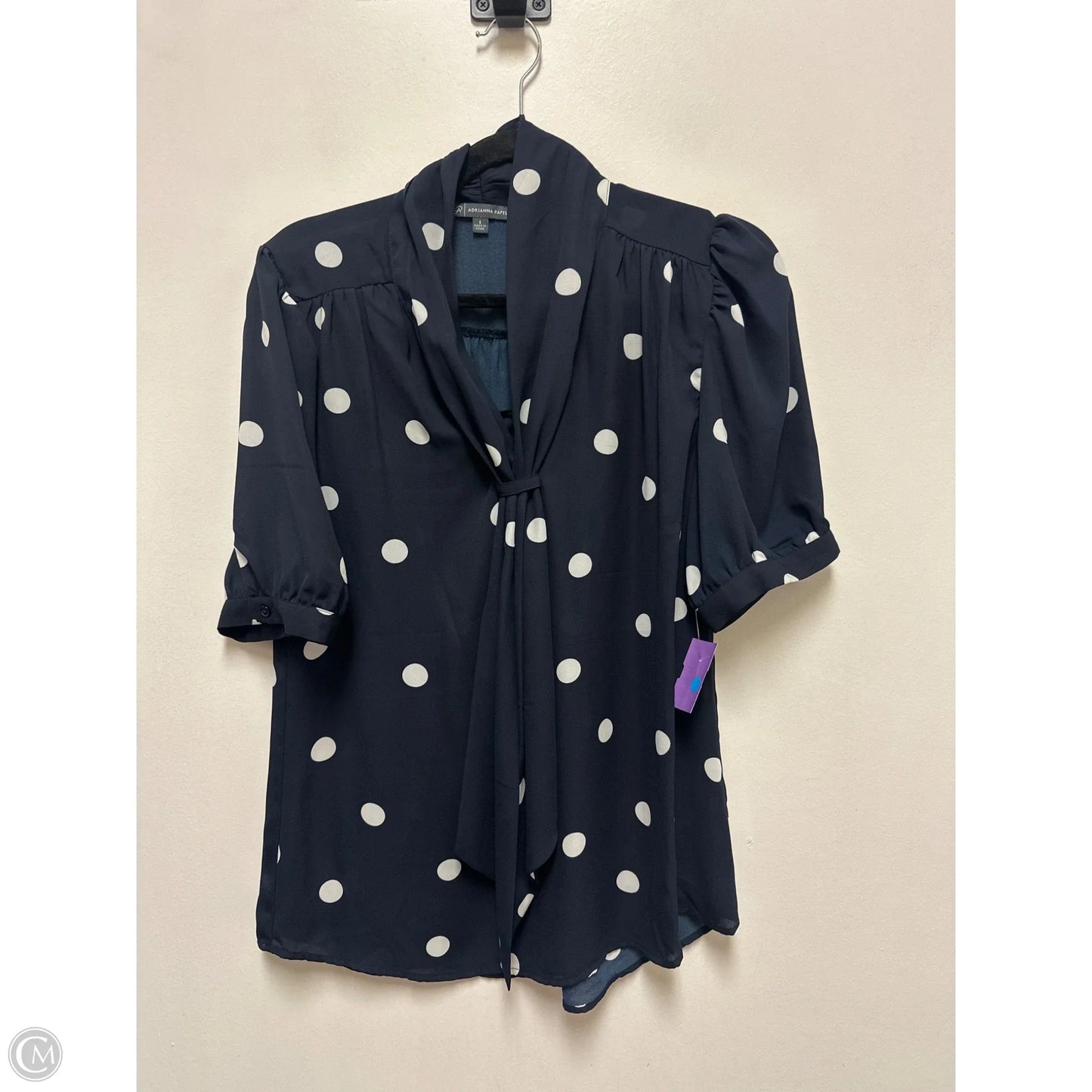 Top Short Sleeve By Adrianna Papell In Navy, Size: S