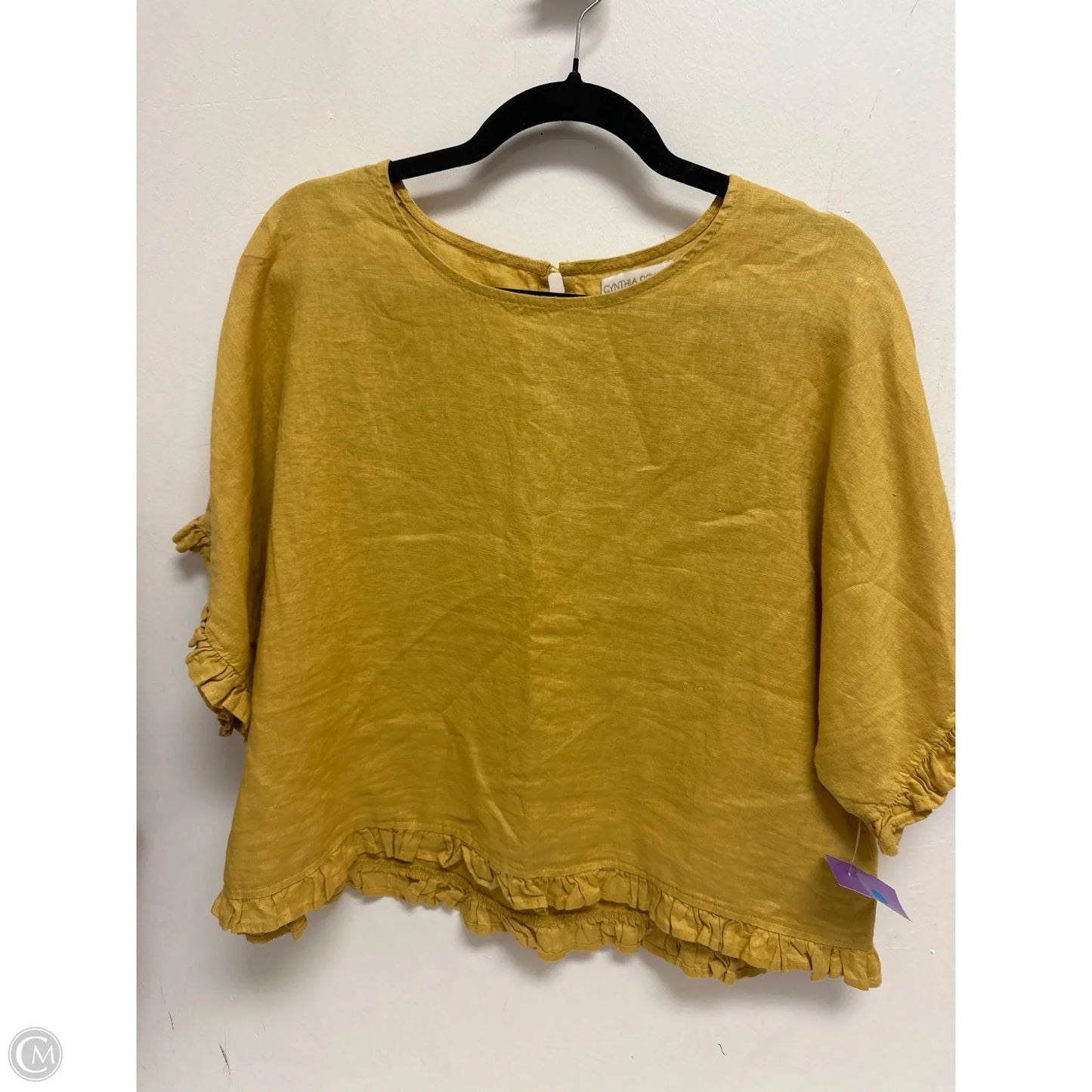 Top Short Sleeve By Cynthia Rowley In Yellow, Size: L
