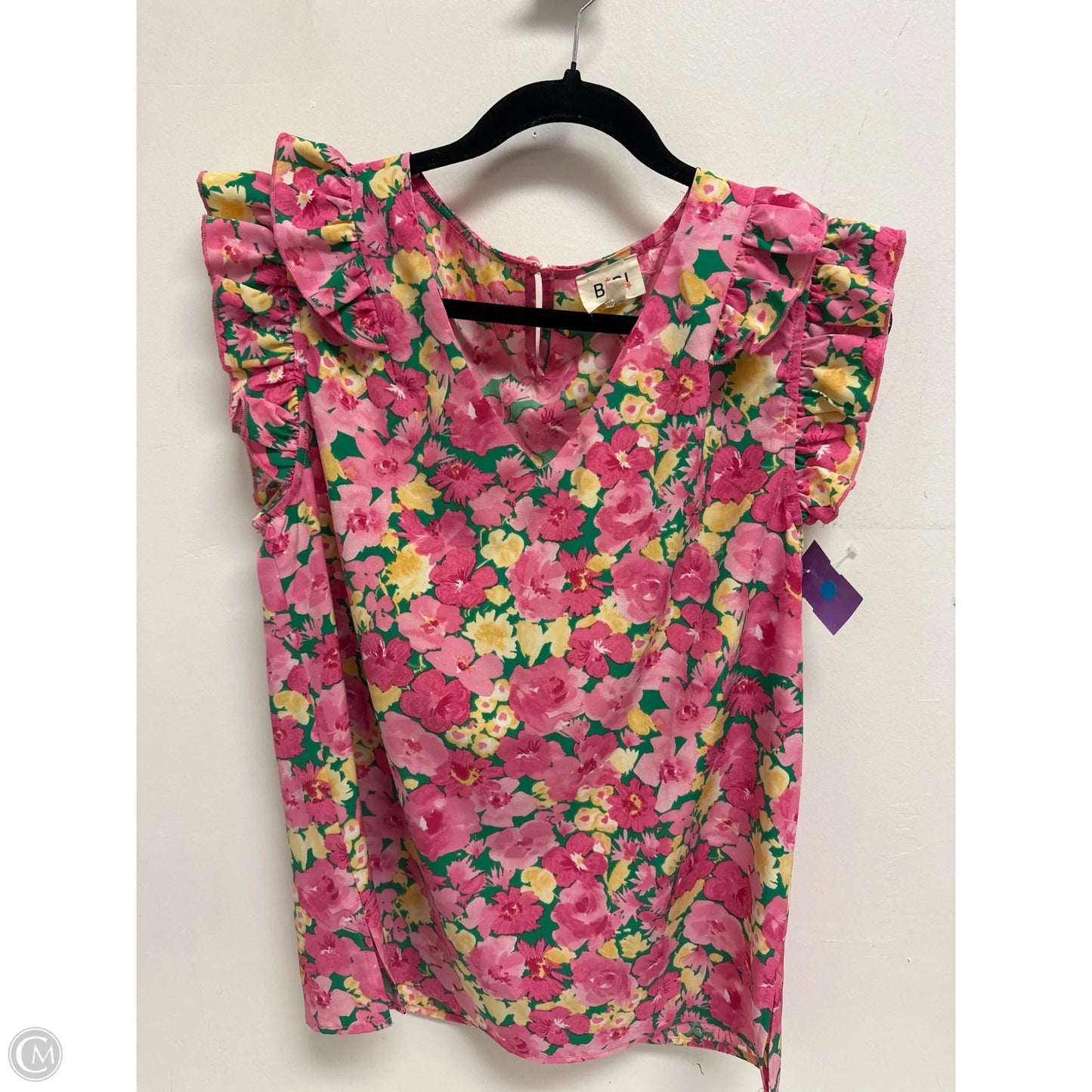 Top Short Sleeve By Bibi In Floral Print, Size: L