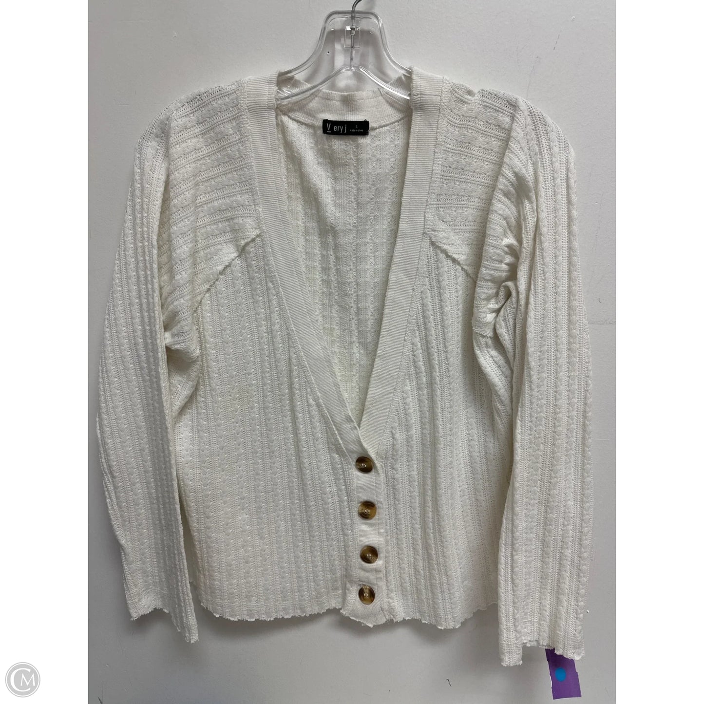 Sweater Cardigan By Very J In White, Size: L