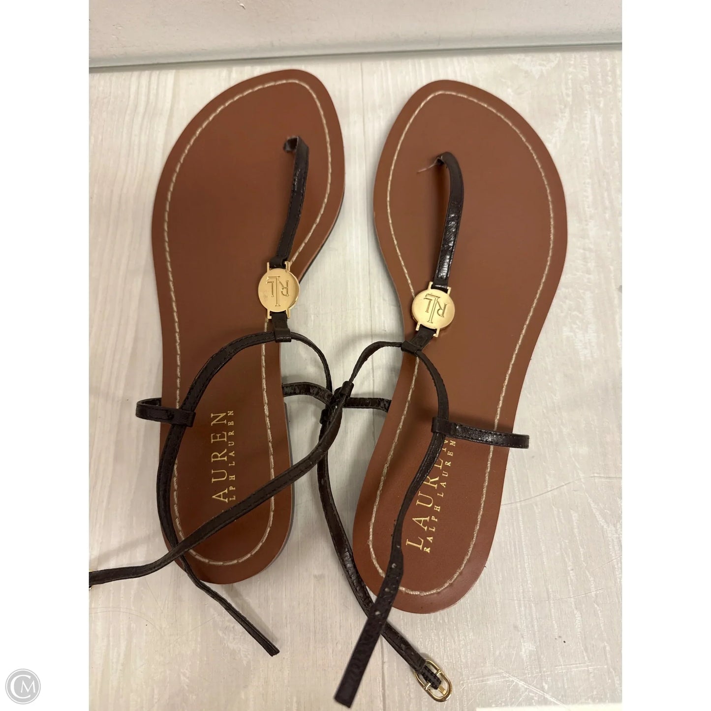 Sandals Flip Flops By Lauren By Ralph Lauren In Brown, Size: 9