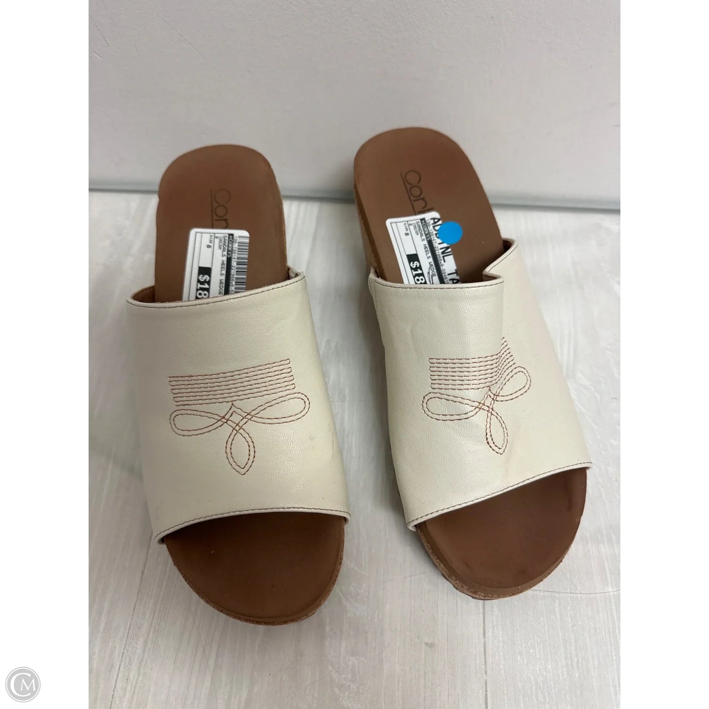 Sandals Heels Wedge By Corkys In Cream, Size: 8