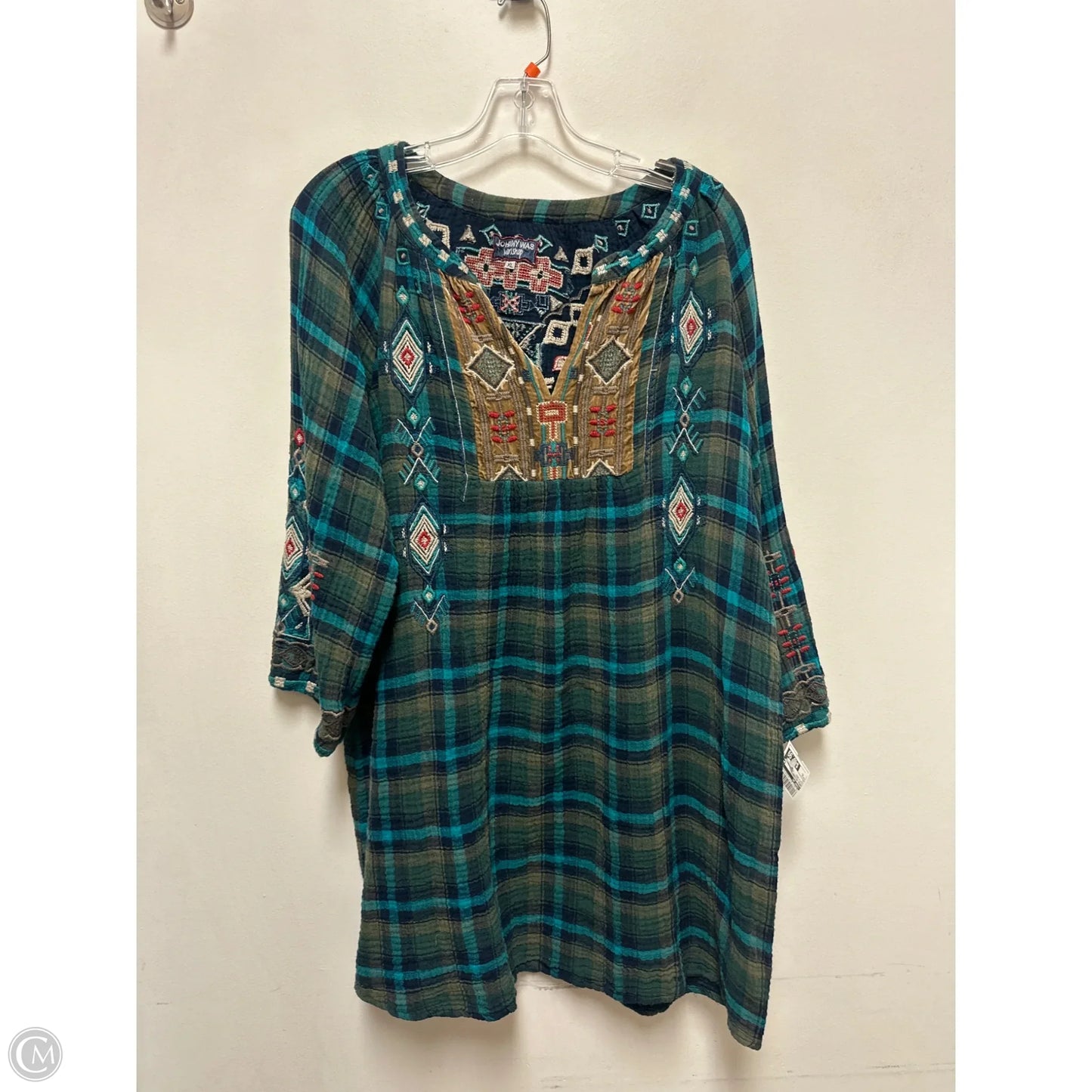 Dress Designer By Johnny Was In Blue & Green, Size: Xl