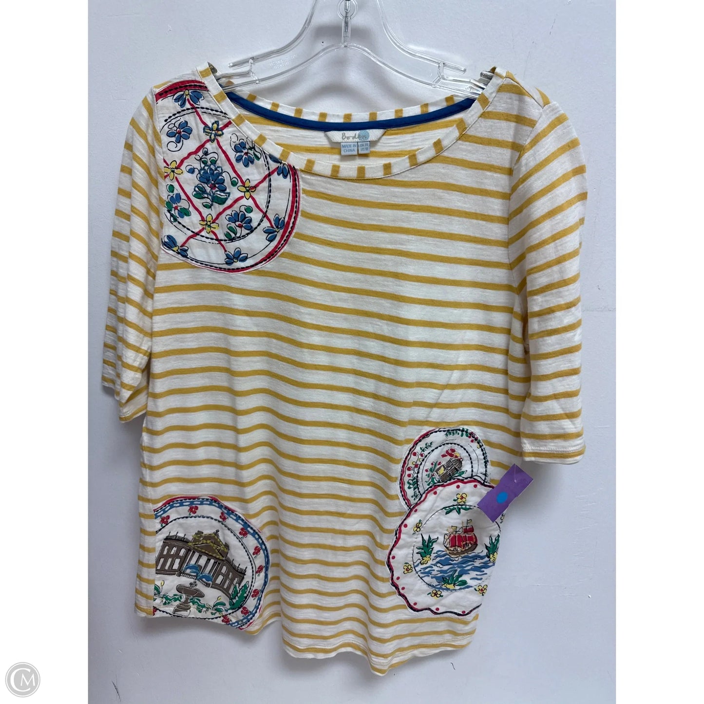 Top Short Sleeve By Boden In Yellow, Size: M