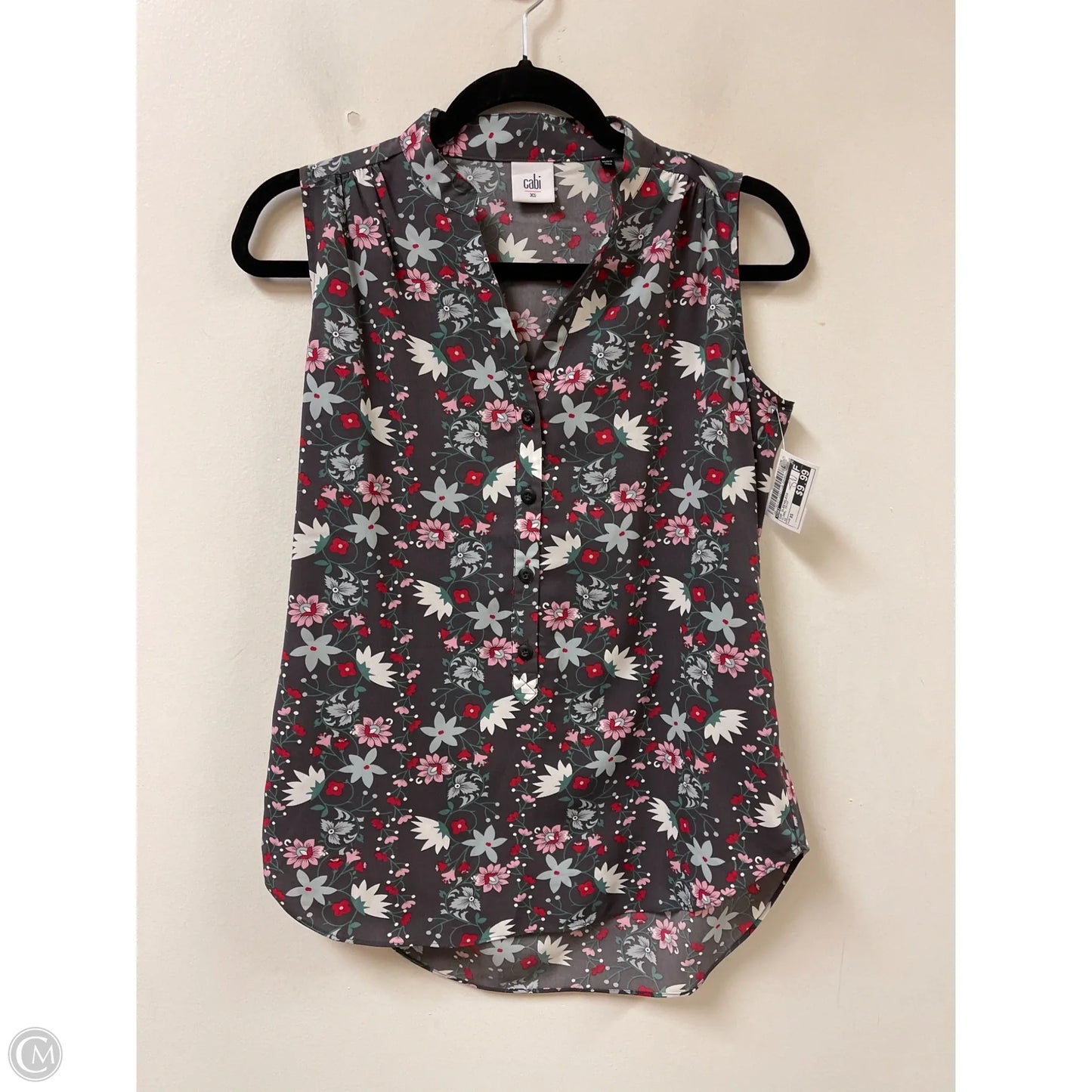 Top Sleeveless By Cabi In Floral Print, Size: Xs