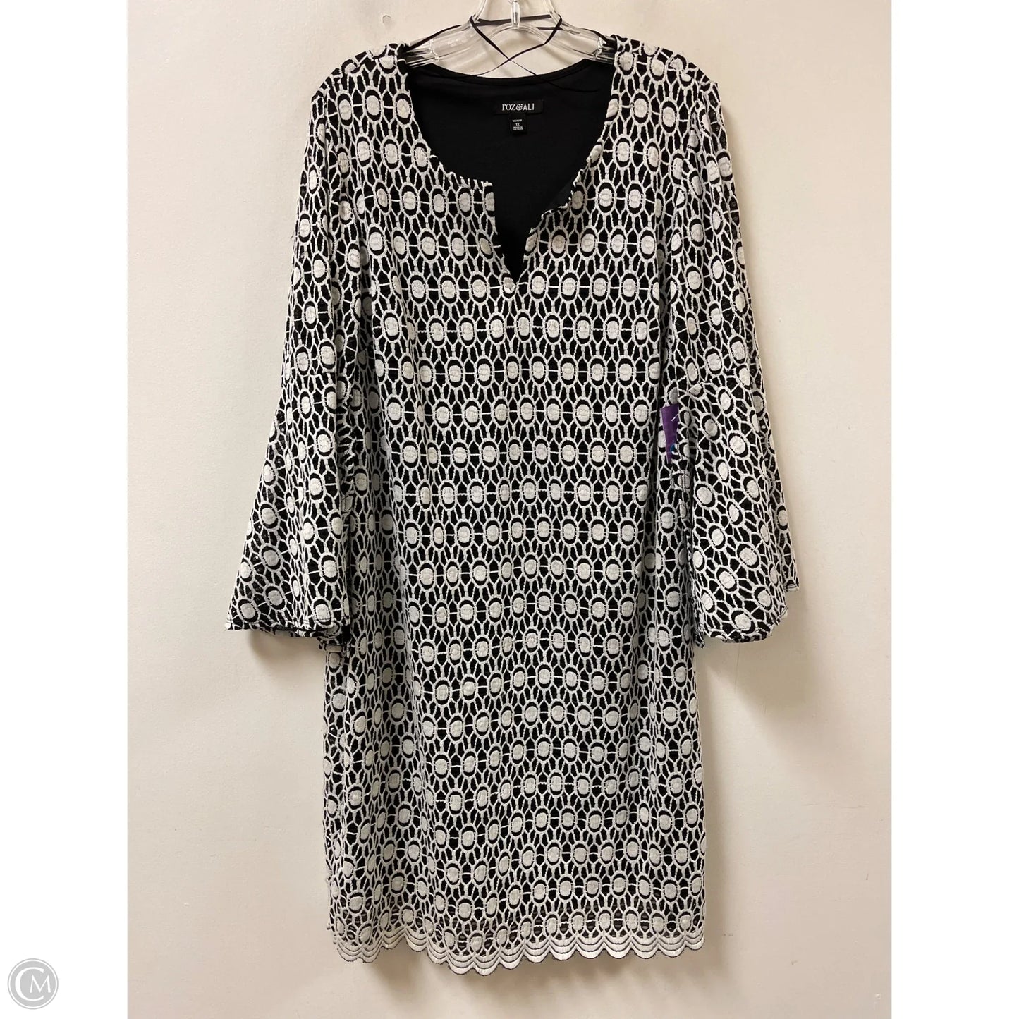 Dress Casual Midi By Roz And Ali In Black & White, Size: 1x