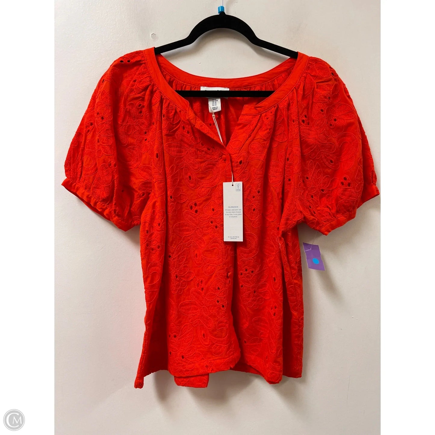 Top Short Sleeve By Calypso St Barth In Orange, Size: M