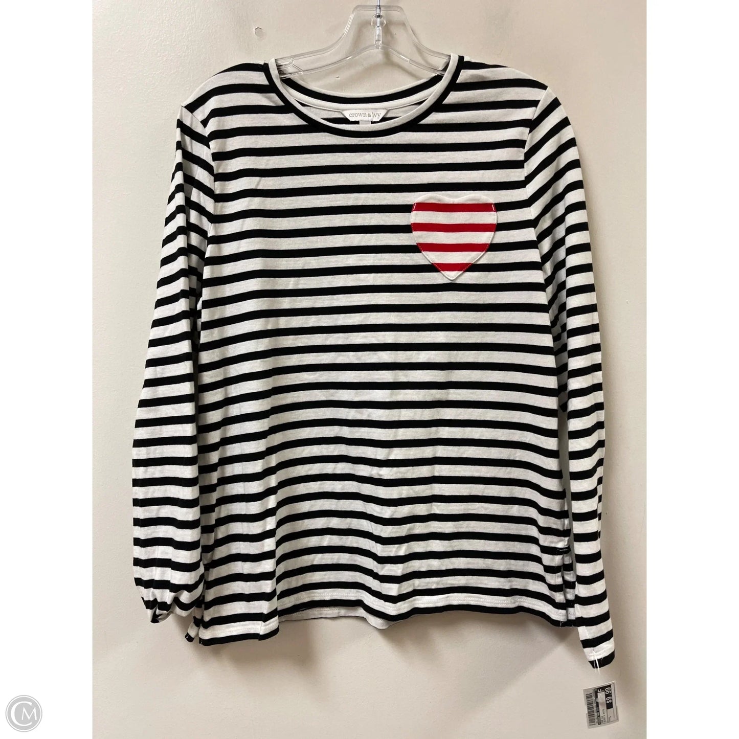 Top Long Sleeve By Crown And Ivy In Black & White, Size: L