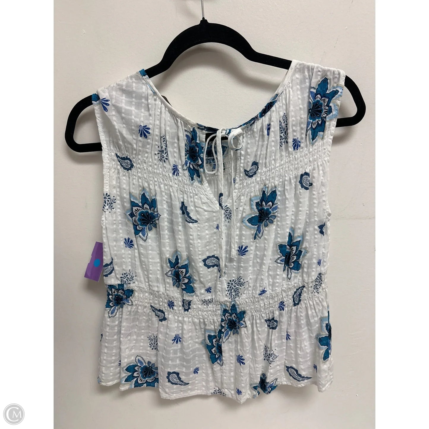 Top Sleeveless By Loft In Blue & White, Size: S