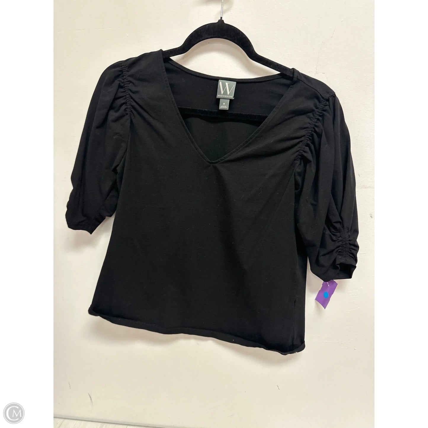Top Short Sleeve By Worthington In Black, Size: M