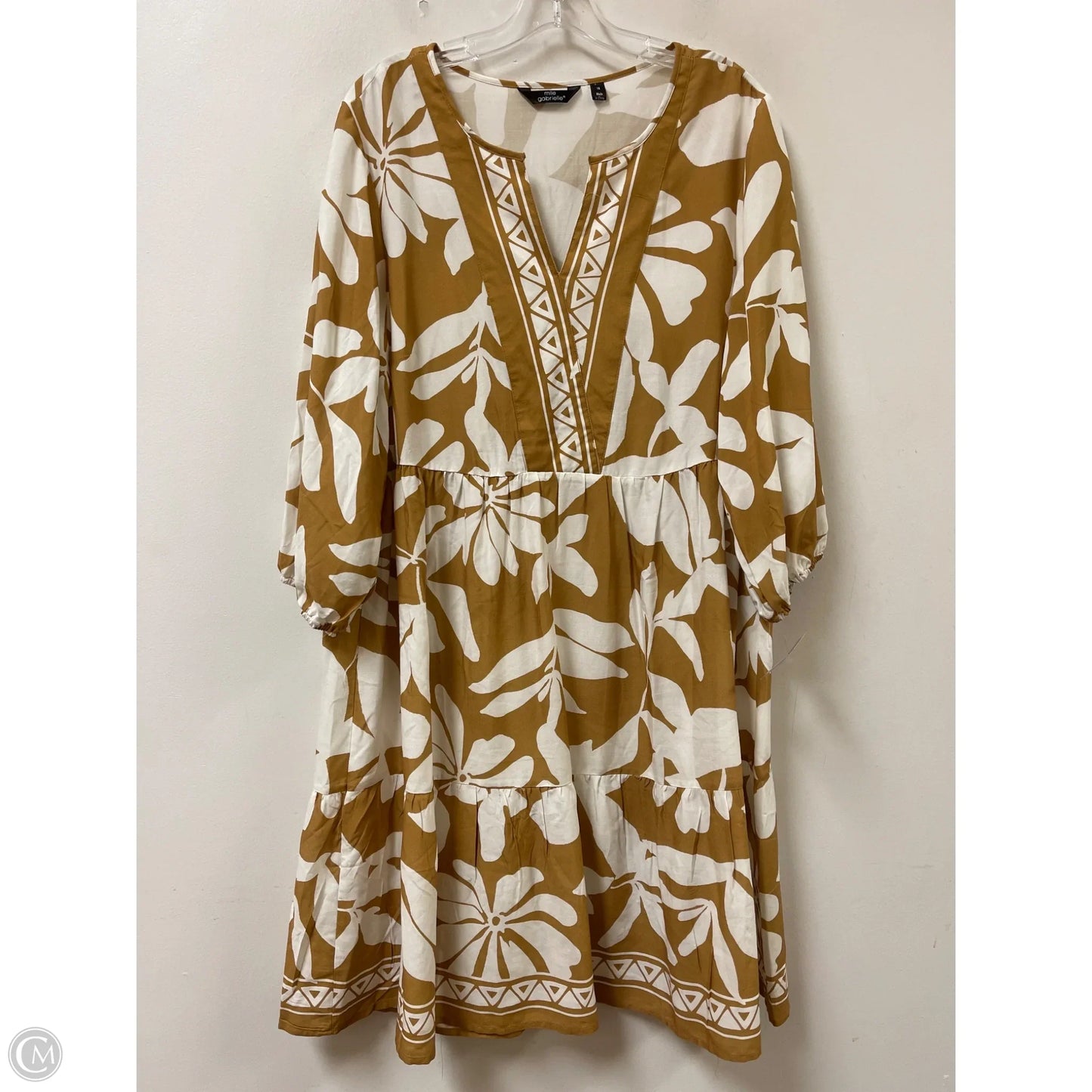 Dress Casual Midi By Mlle Gabrielle In Yellow, Size: 1x