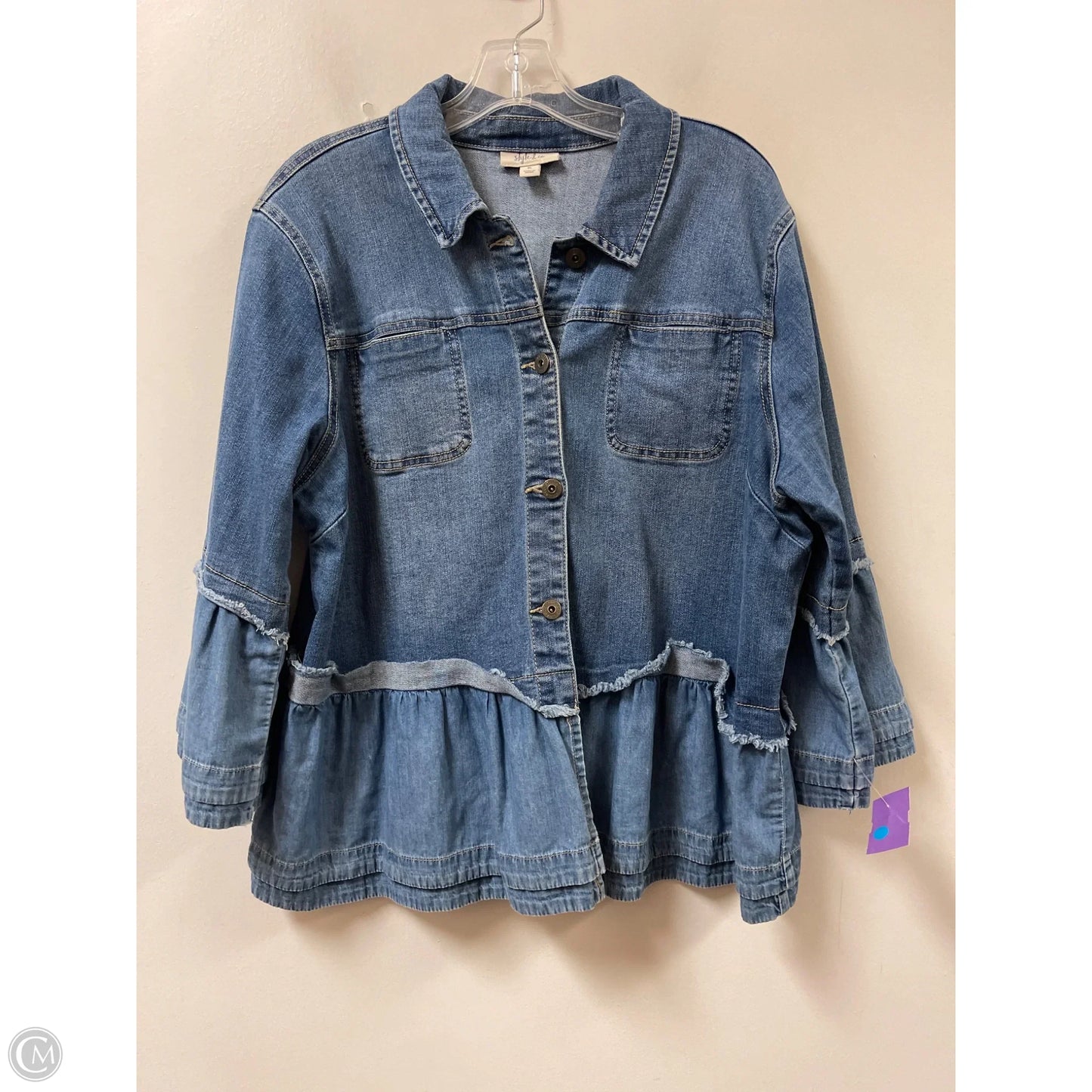 Jacket Denim By Style And Company In Blue Denim, Size: Xl