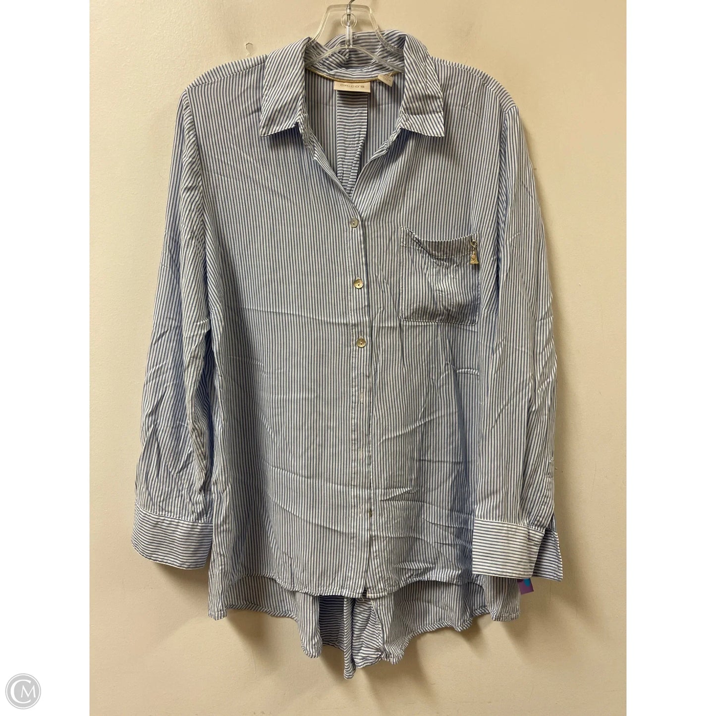 Blouse Long Sleeve By Chicos In Blue, Size: L