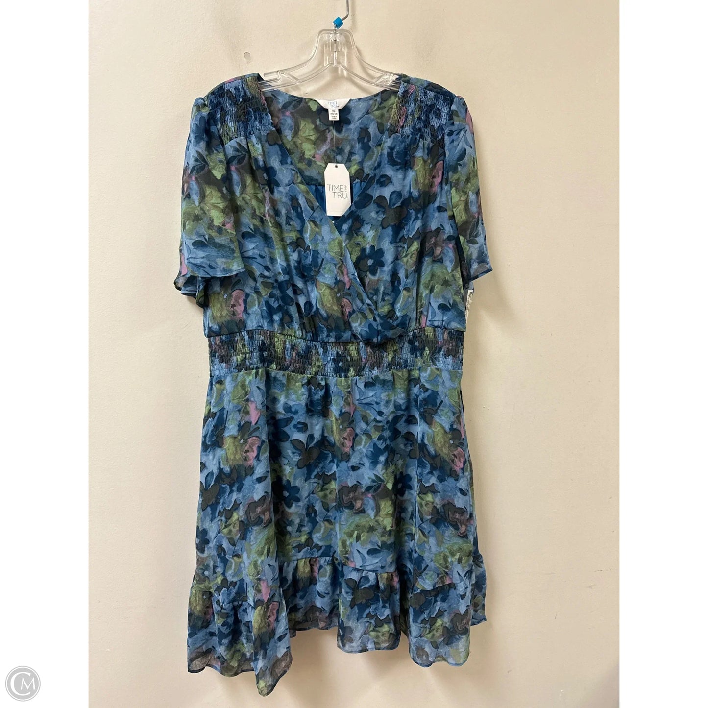 Dress Casual Midi By Time And Tru In Blue, Size: Xl