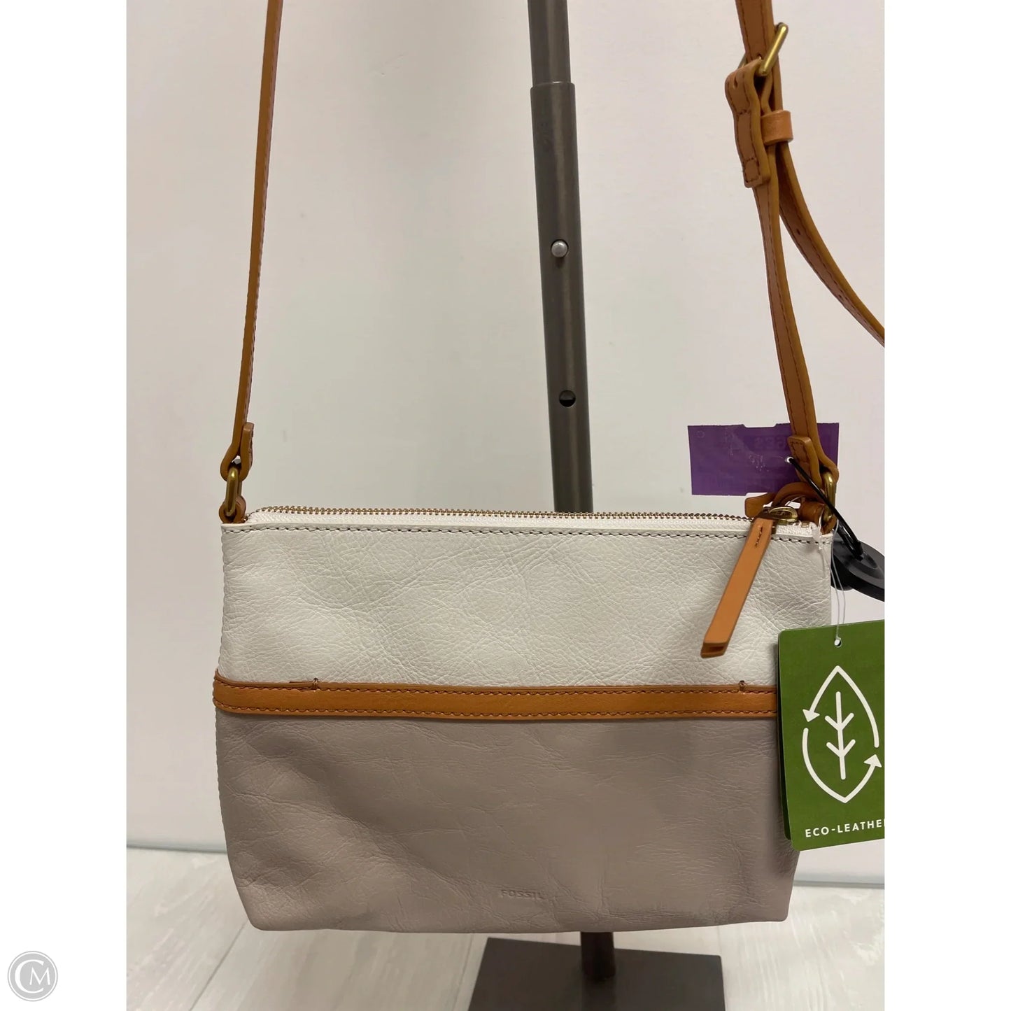 Handbag Leather By Fossil, Size: Medium