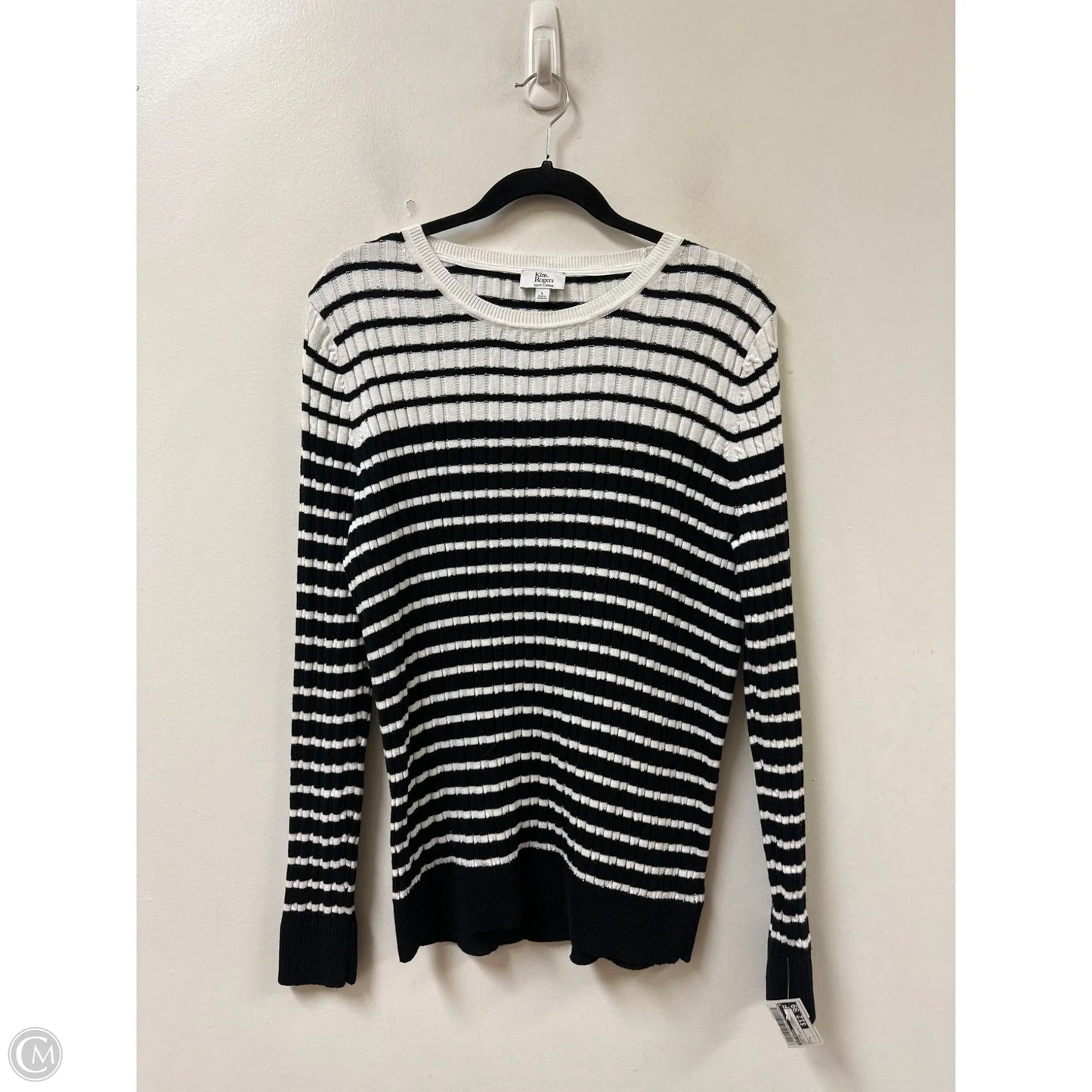 Sweater By Kim Rogers In Black & White, Size: L