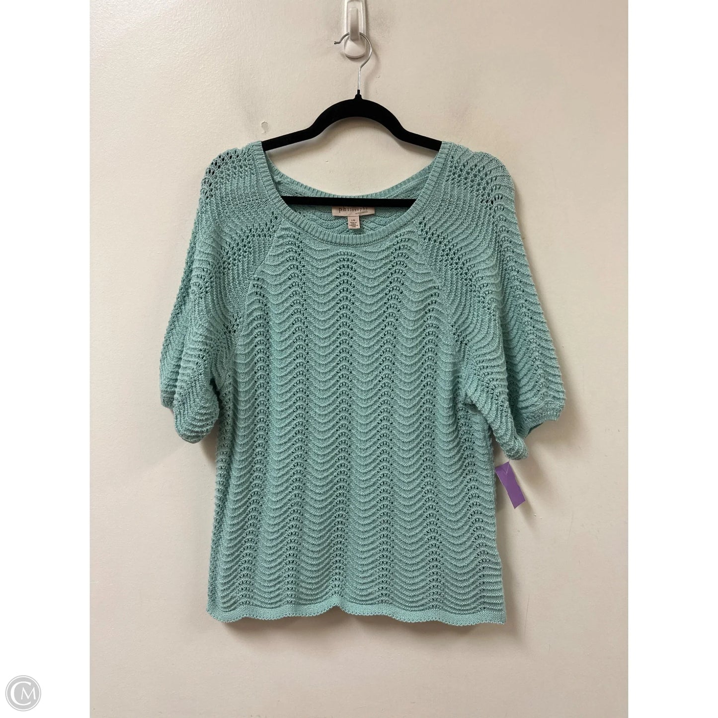 Sweater Short Sleeve By Philosophy In Blue, Size: L