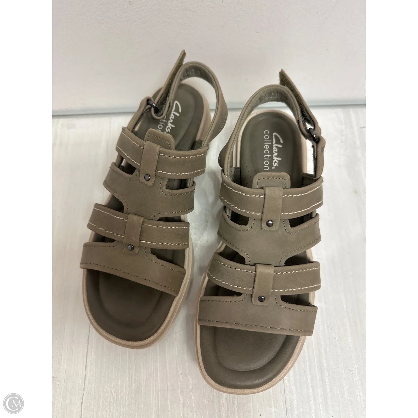 Sandals Heels Block By Clarks In Green, Size: 7.5