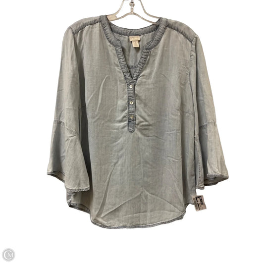 Top Long Sleeve By Chicos In Blue Denim, Size: L