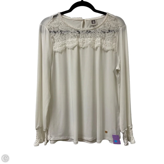 Top Long Sleeve By Anne Klein In Cream, Size: Xl