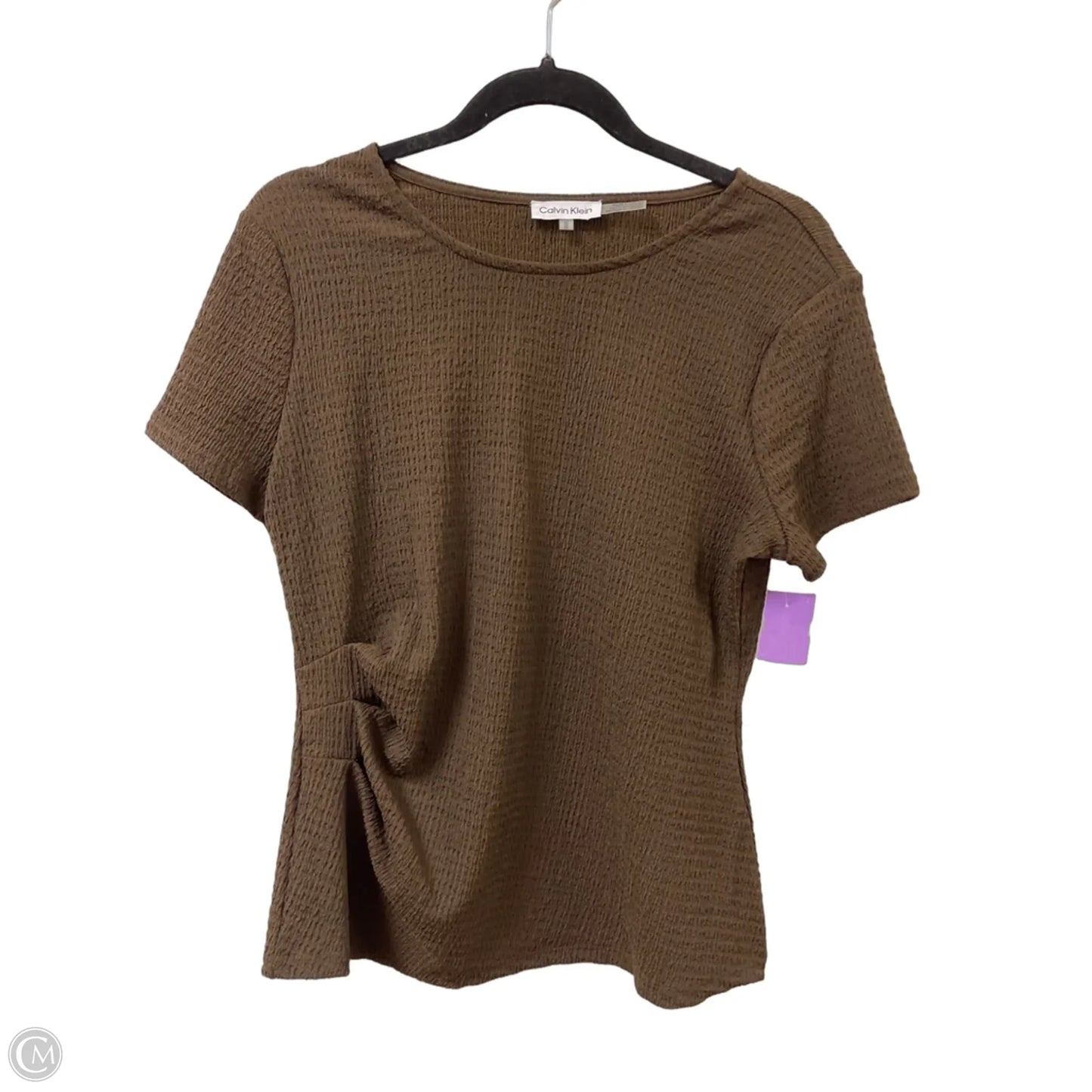 Top Short Sleeve By Calvin Klein In Brown, Size: M