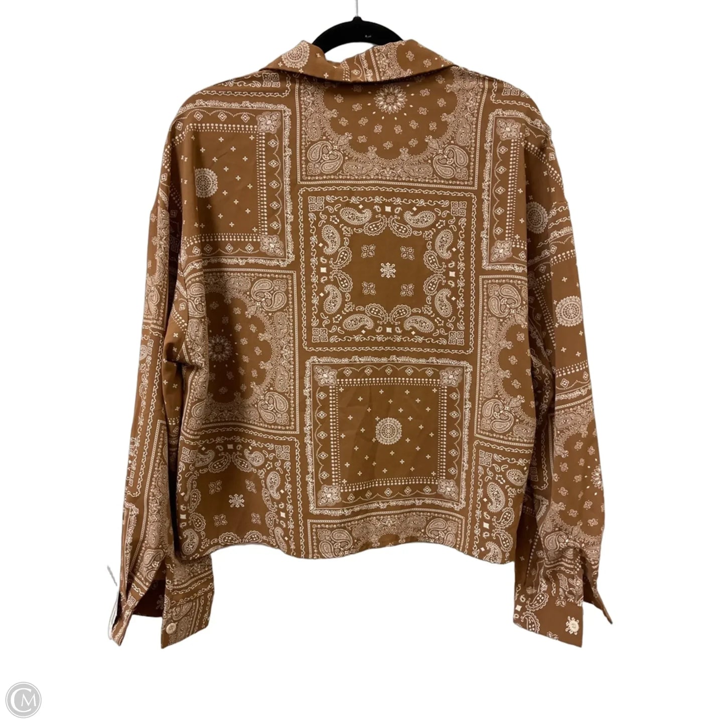 Blouse Long Sleeve By Cider In Tan, Size: L