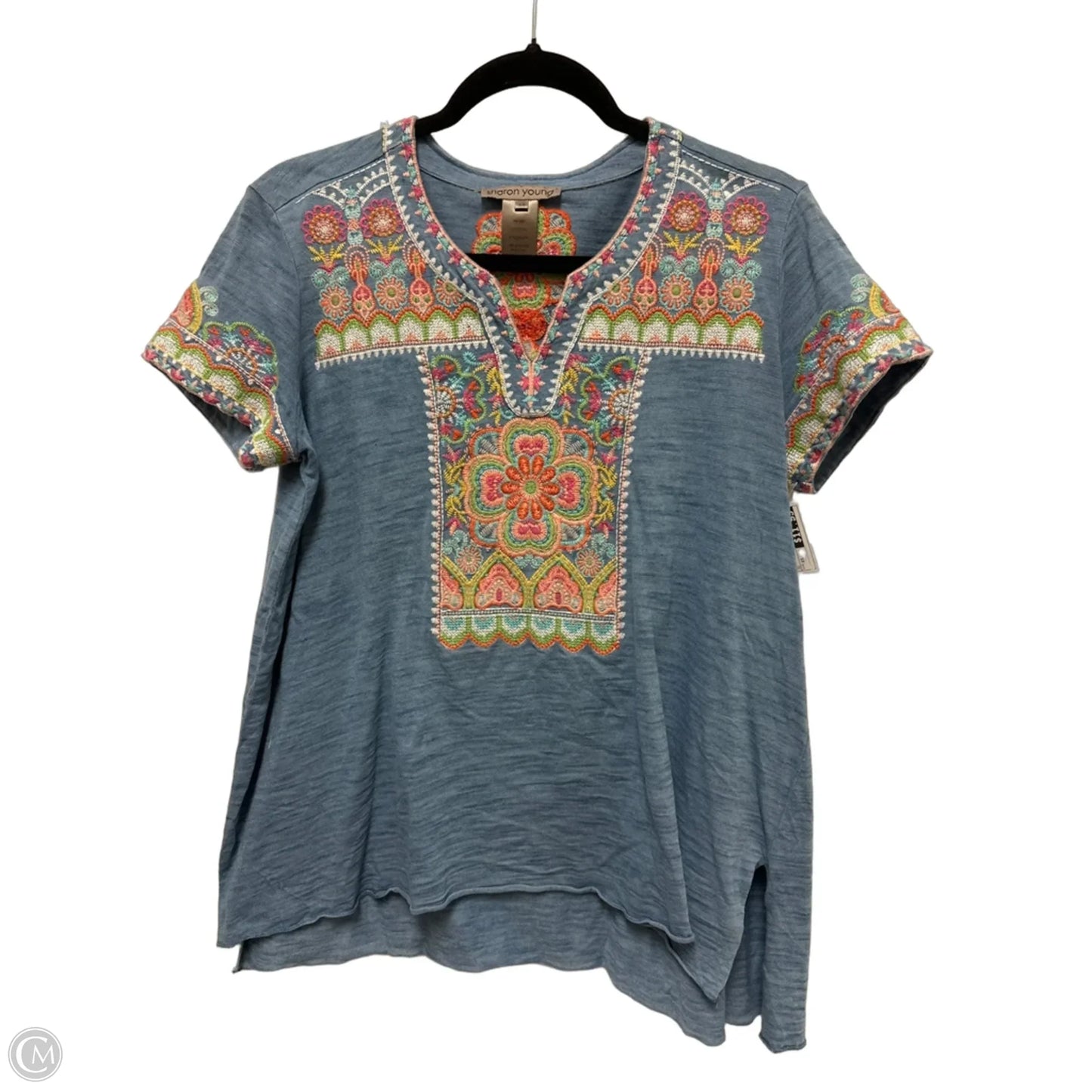 Top Short Sleeve By Sharon Young In Blue, Size: Xs