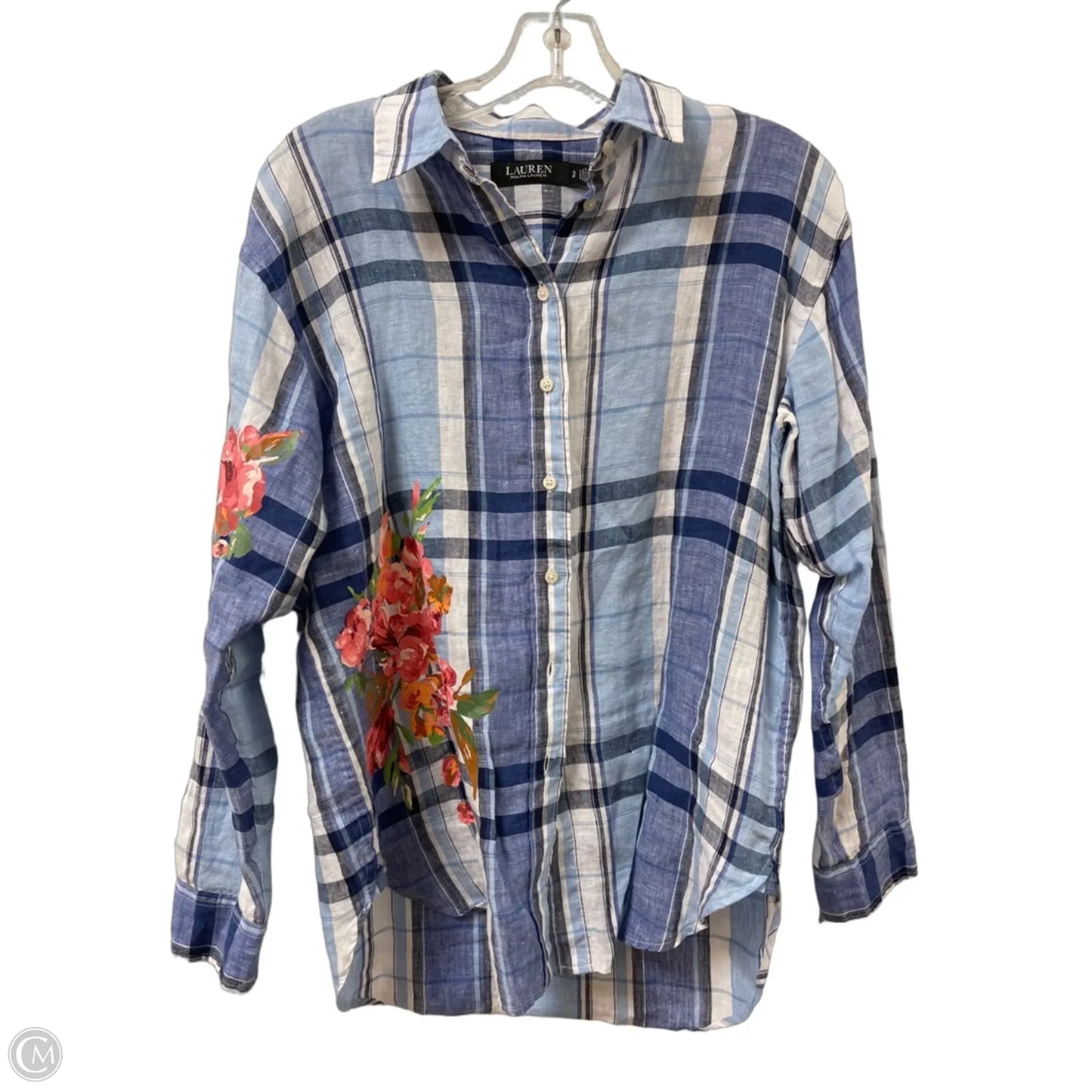 Blouse Long Sleeve By Lauren By Ralph Lauren In Blue, Size: Sp