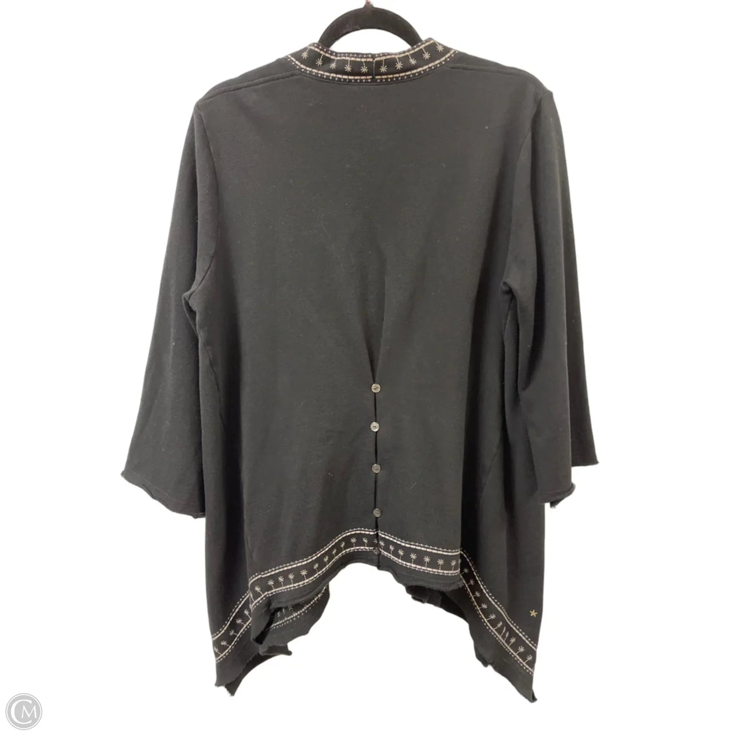 Sweater Cardigan Designer By Johnny Was In Black, Size: L