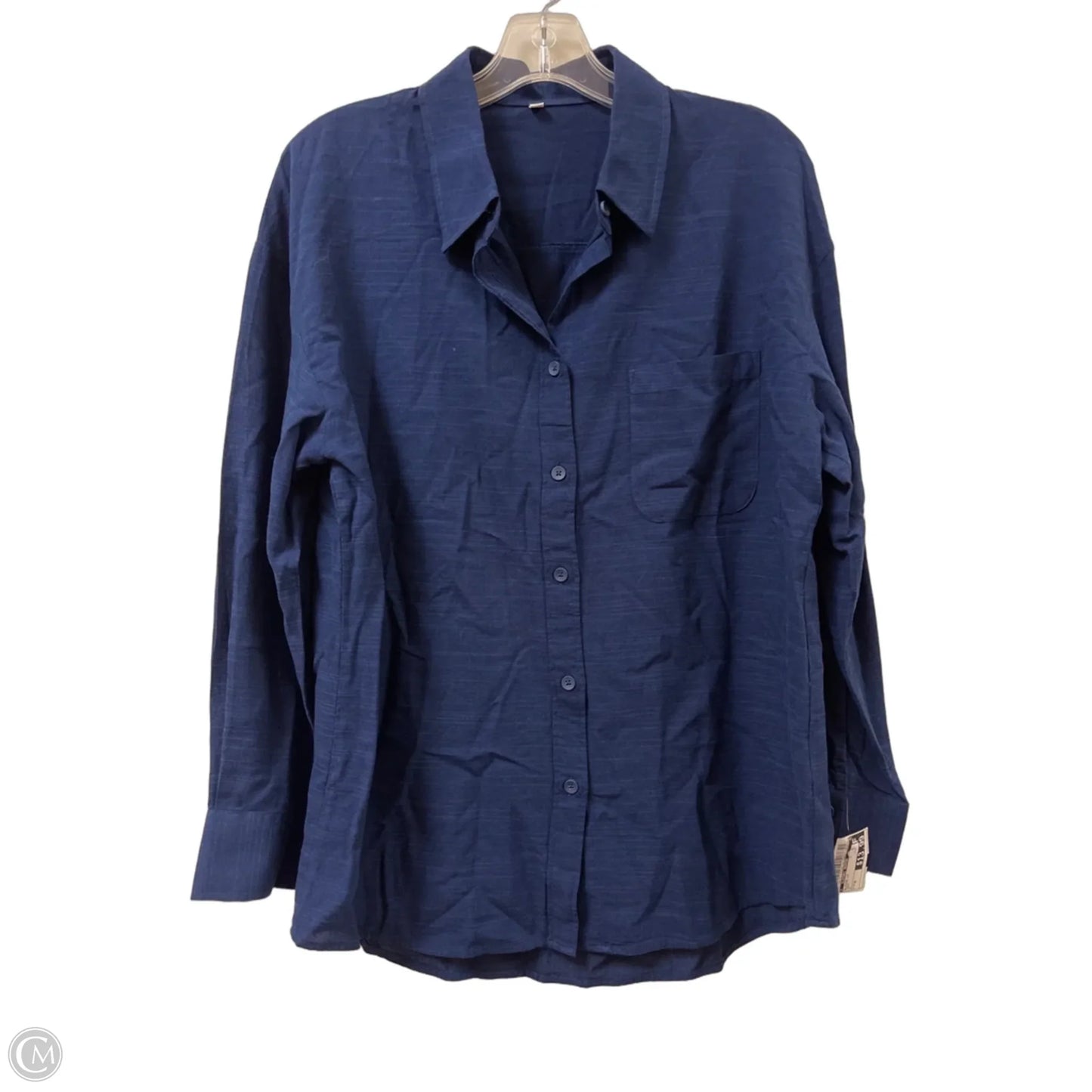 Blouse Long Sleeve By Clothes Mentor In Navy, Size: M