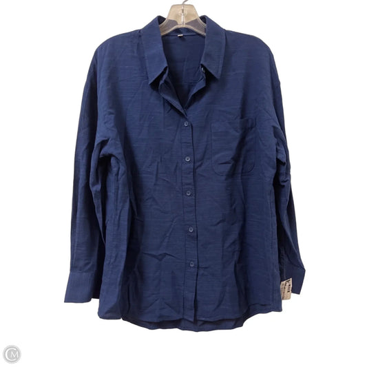 Blouse Long Sleeve By Clothes Mentor In Navy, Size: M
