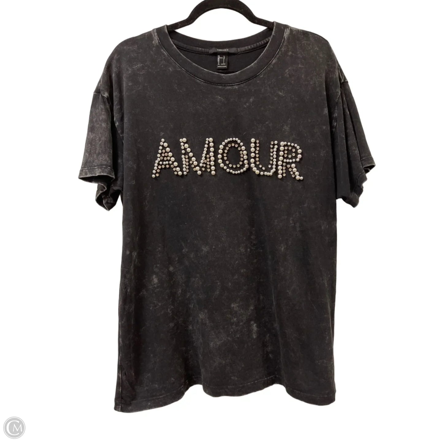 Top Short Sleeve By Forever 21 In Black, Size: L