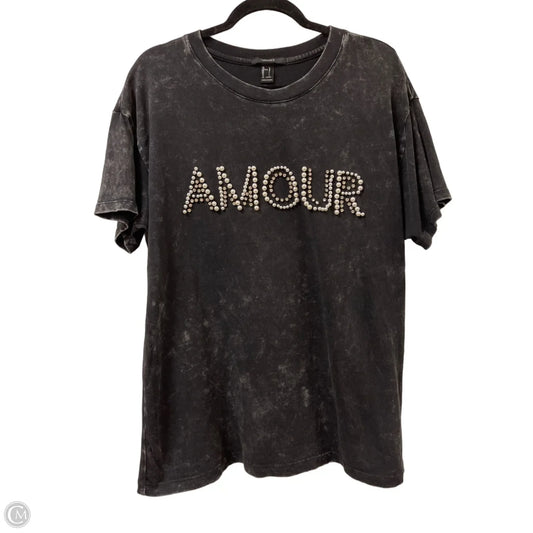 Top Short Sleeve By Forever 21 In Black, Size: L