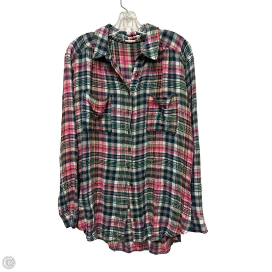 Blouse Long Sleeve By Pilcro In Green & Pink, Size: L