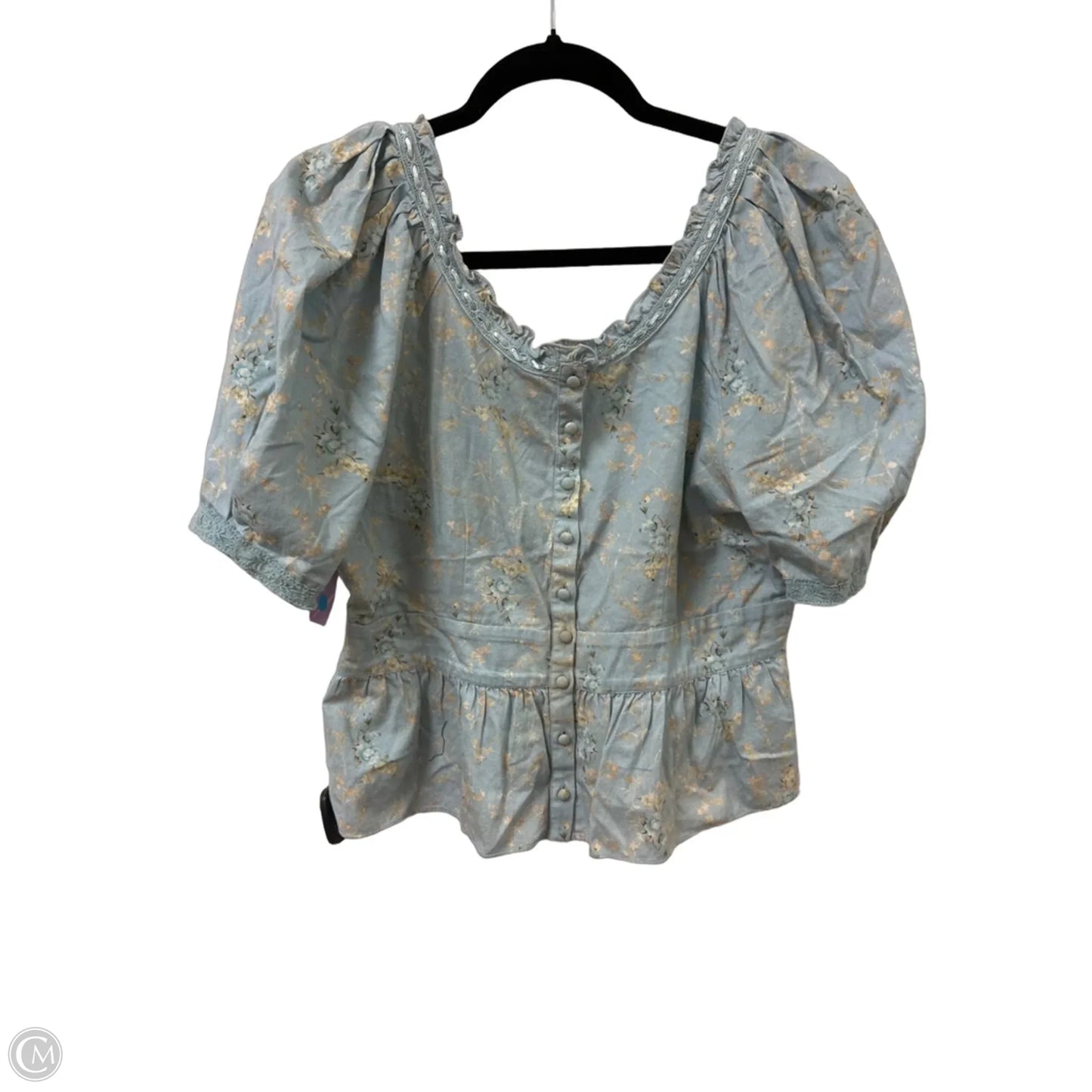 Top Short Sleeve By Loveshackfancy In Blue, Size: L