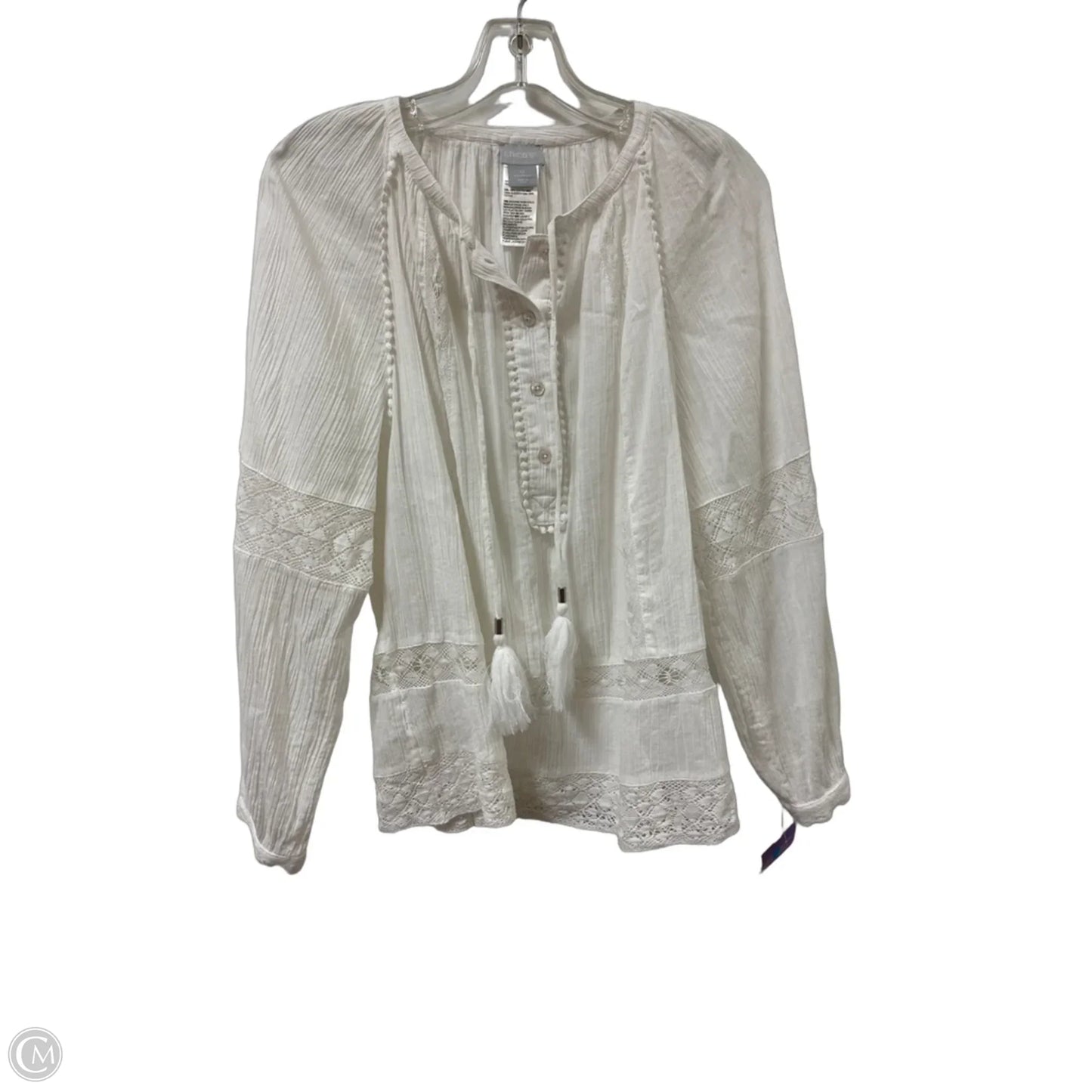Top Long Sleeve By Chicos In White, Size: S
