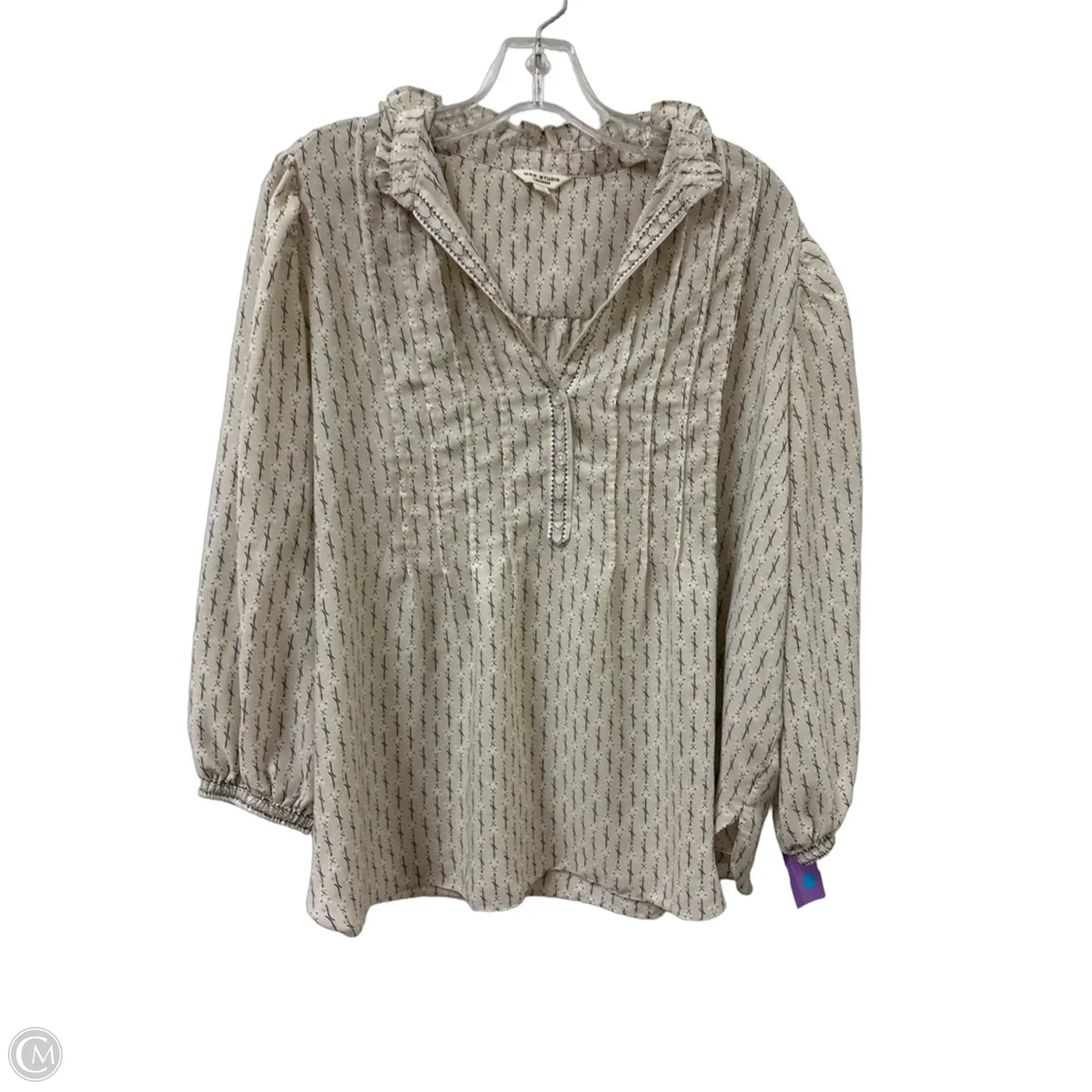 Top Long Sleeve By Max Studio In Cream, Size: 1x