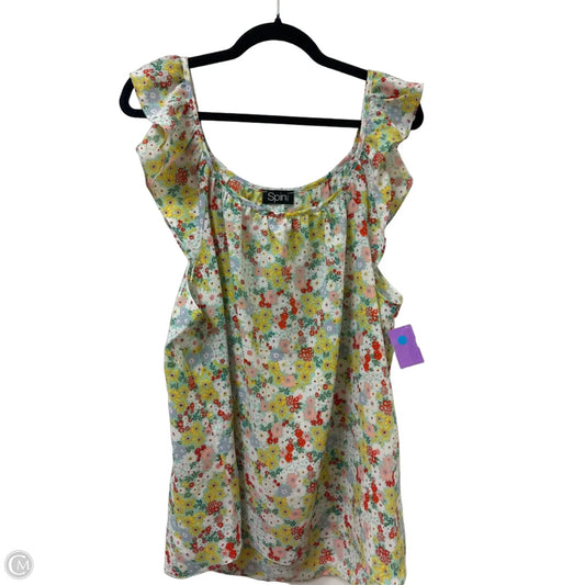 Top Sleeveless By Spin In Floral Print, Size: 2x