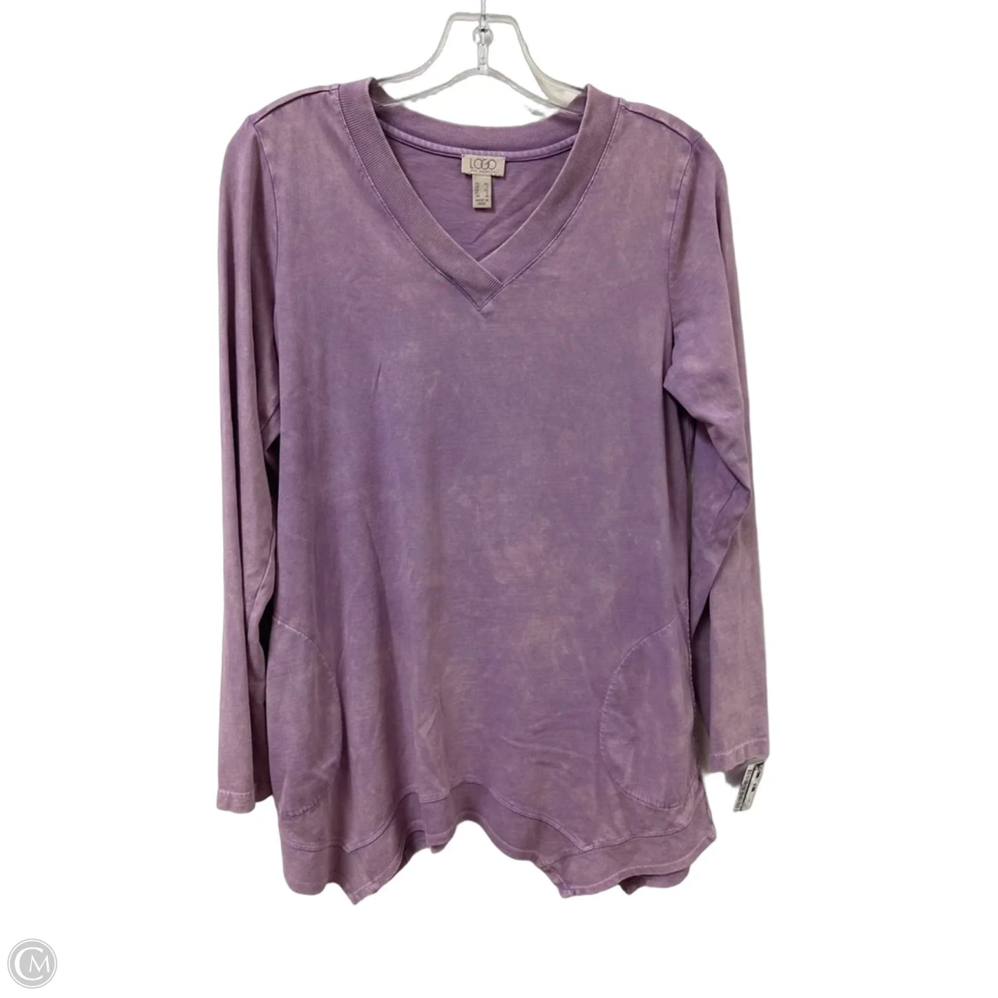 Tunic Long Sleeve By Logo In Purple, Size: Xs