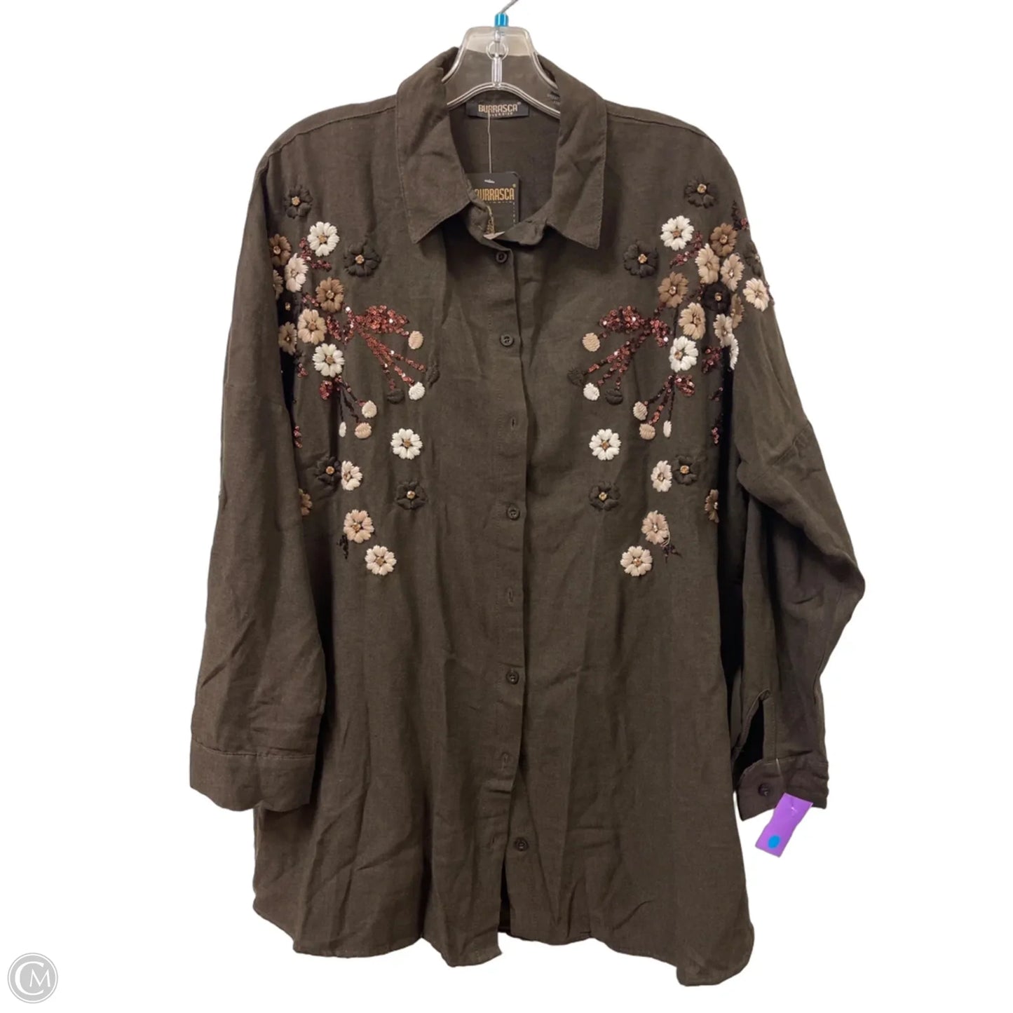 Blouse Long Sleeve By Clothes Mentor In Brown, Size: Xl