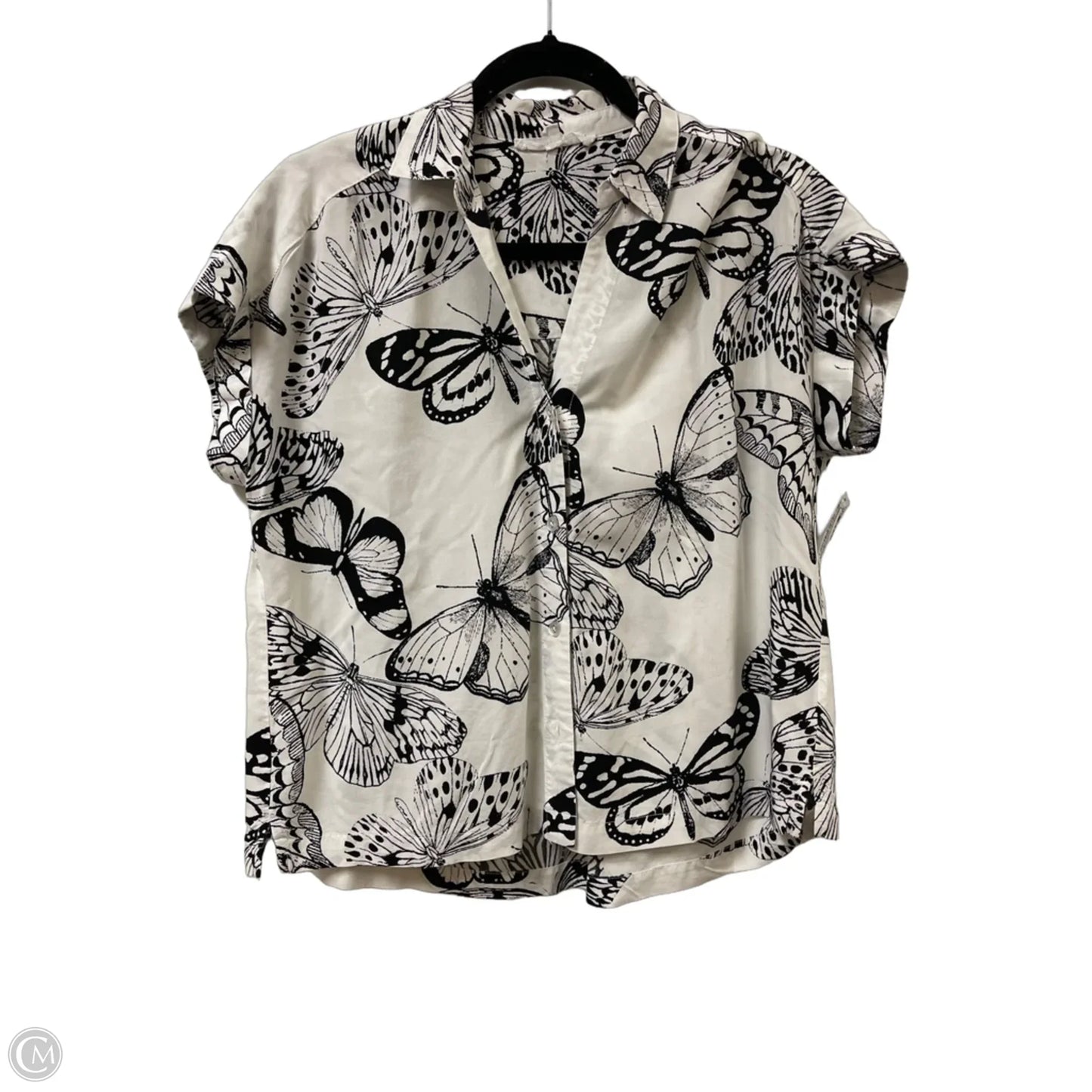 Blouse Short Sleeve By Jane And Delancey In Black & White, Size: S