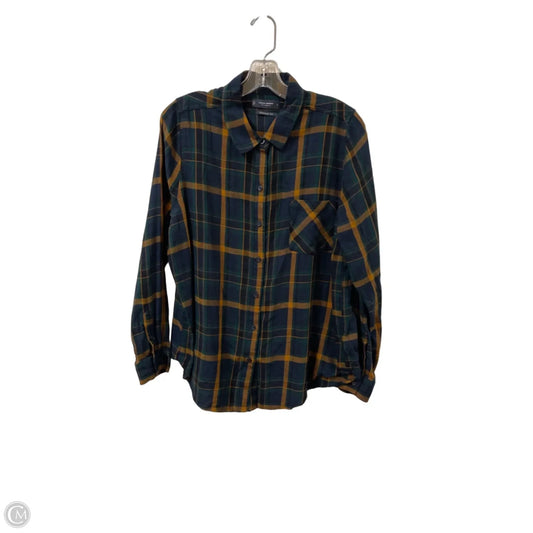 Blouse Long Sleeve By Lucky Brand In Blue & Green, Size: L