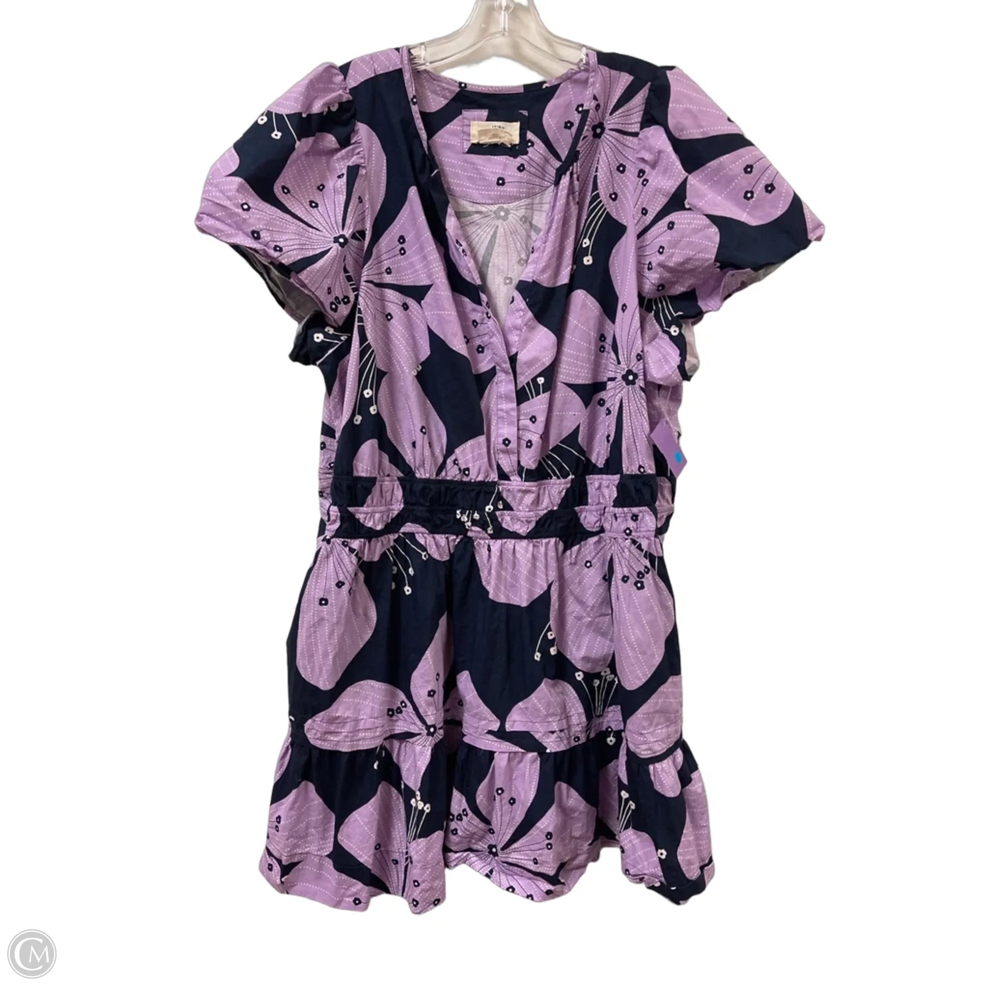 purple anthropologie dress Anthropologie Floreat Zahara Purple Snakeskin Sheer Dress 3/4 Sleeve Size Medium