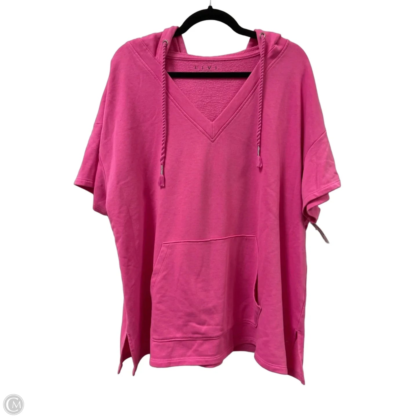 Sweater Short Sleeve By Livi Active In Pink, Size: 2x