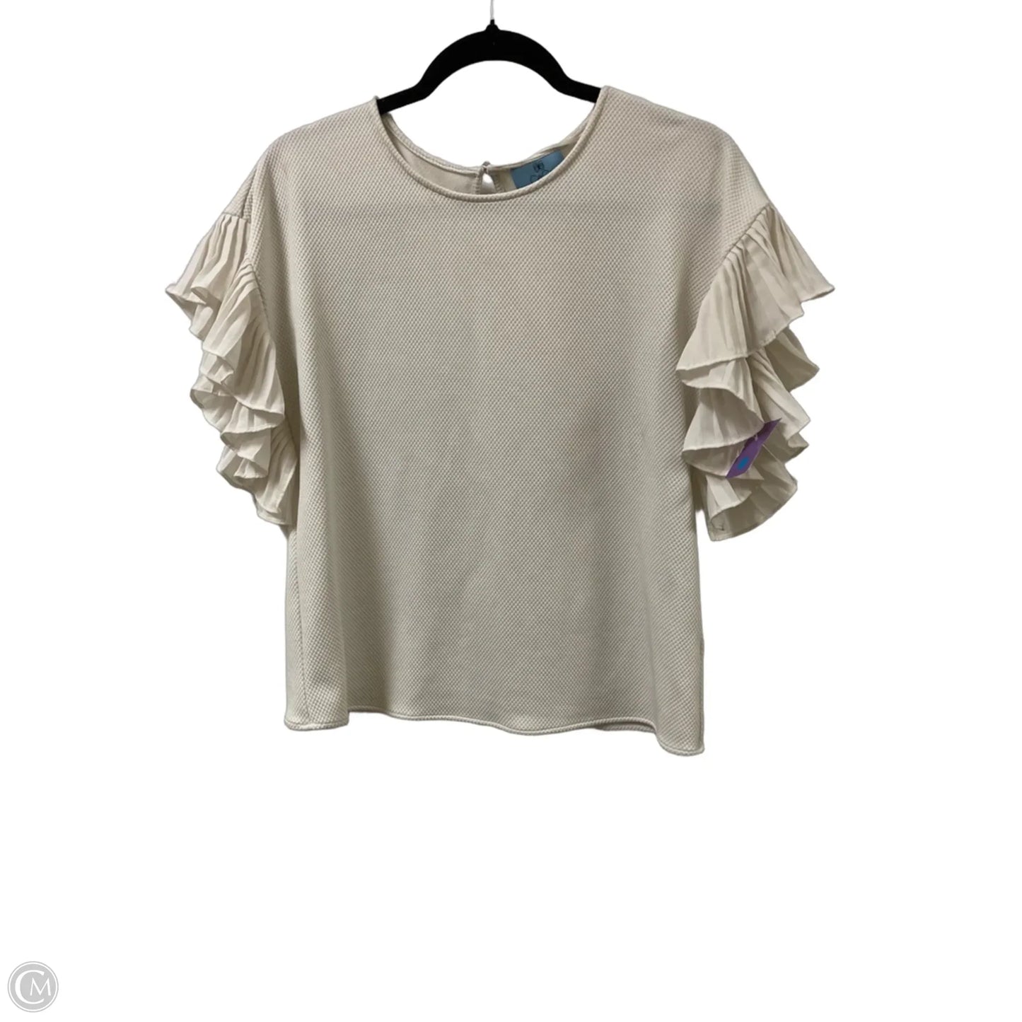 Top Short Sleeve By Cece In Cream, Size: S