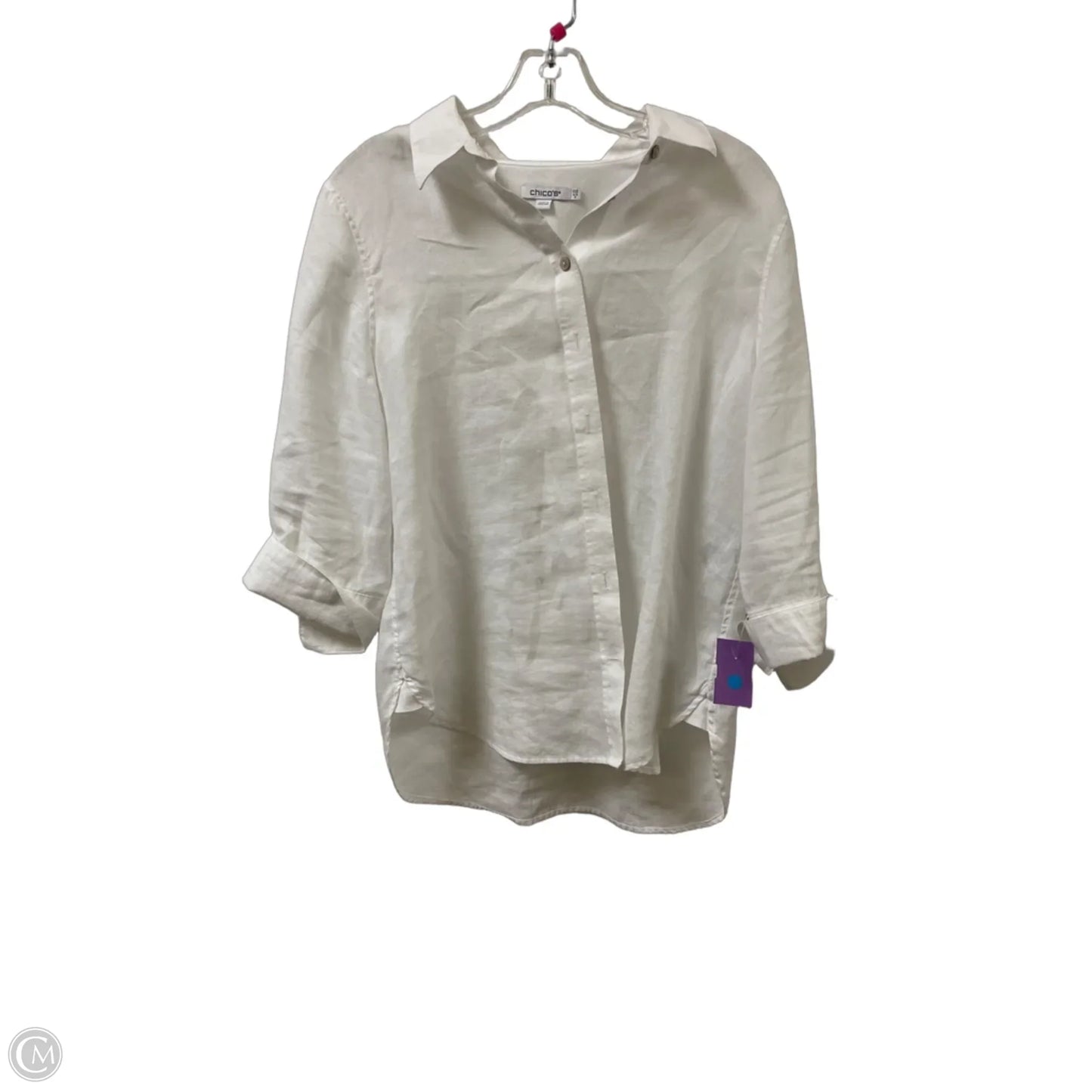 Blouse Long Sleeve By Chicos In White, Size: S
