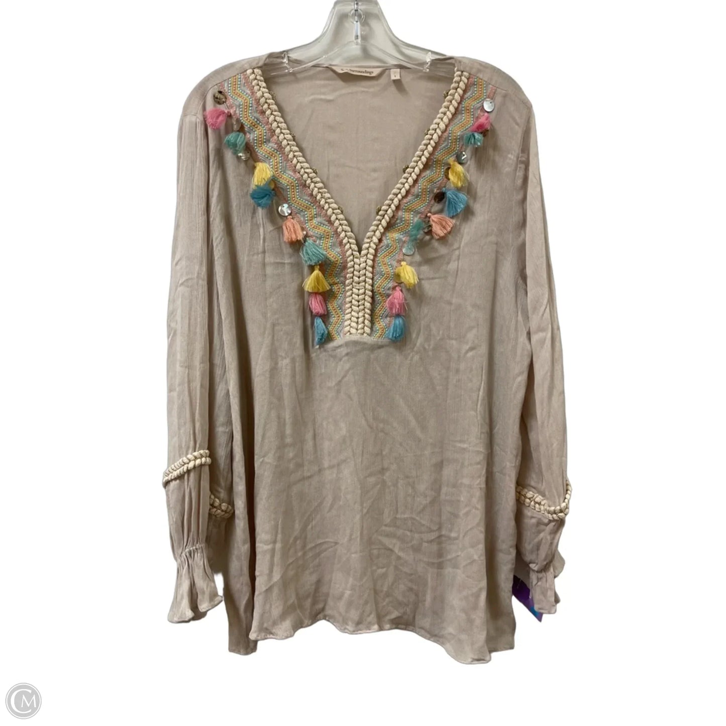 Top Long Sleeve By Soft Surroundings In Cream, Size: L